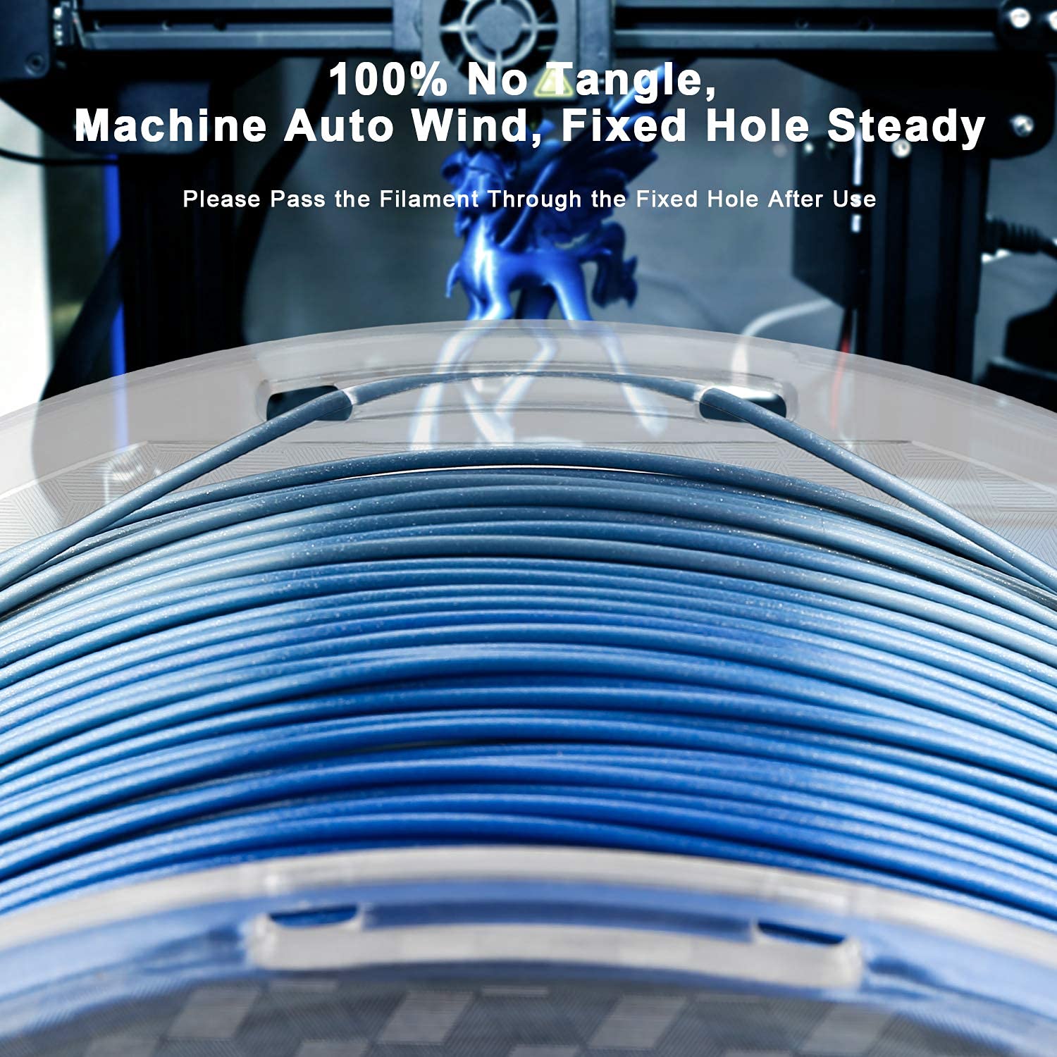 Amolen Pla 3D Printer Filament, Pla Filament 1.75Mm Silk Shiny Filament Blue Silver Filament, 3D Printing Filament 1Kg/2.2Lb