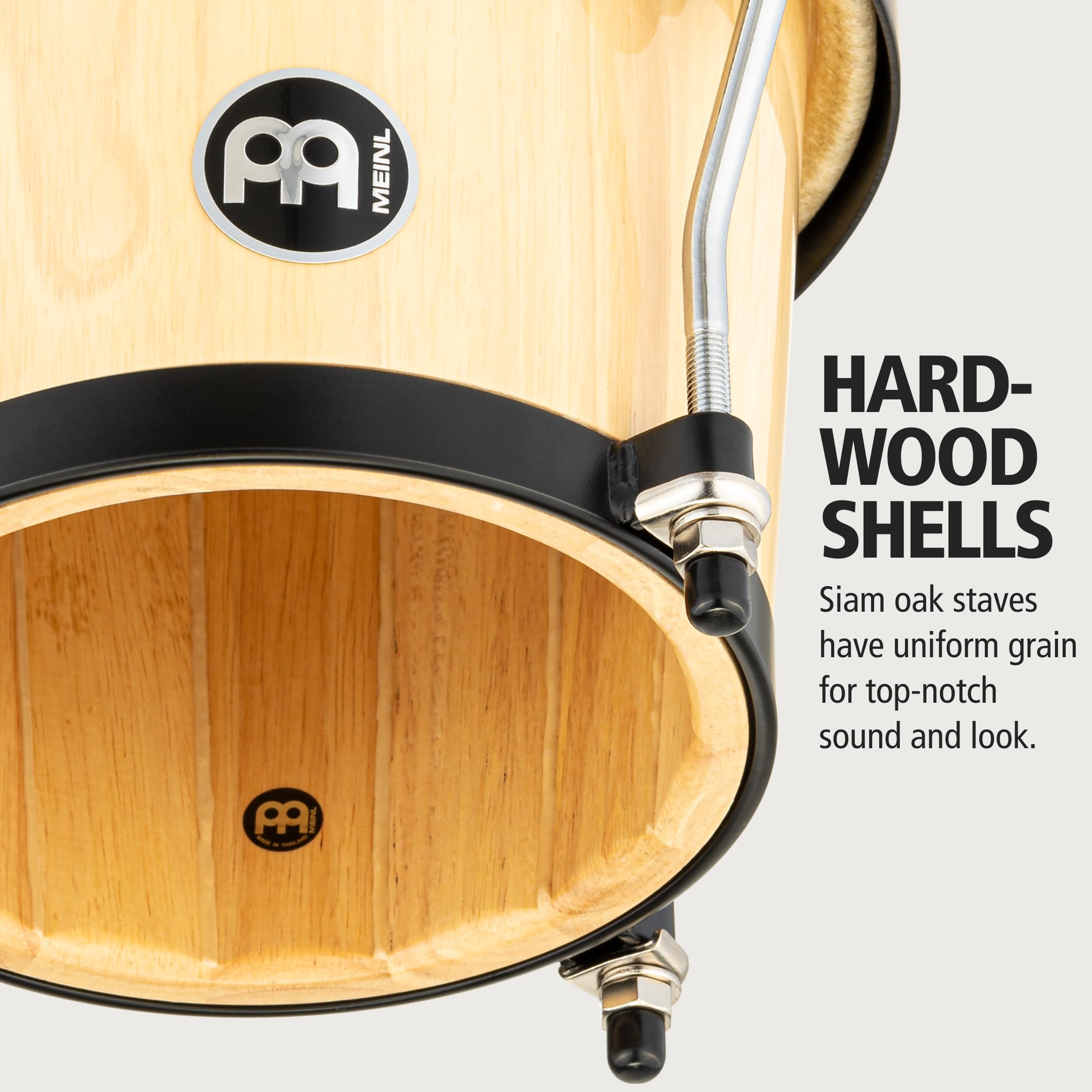 Meinl Percussion Bongos Hand Drum Set 6.75'' And 8'' With Hardwood Shells And Tuning Key   Not Made In China   Headliner Series,