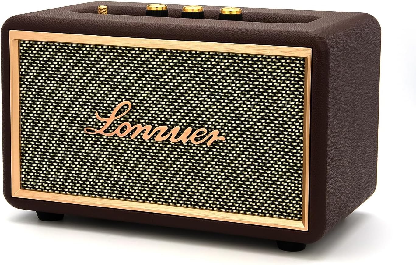 Lonzuer Retro Portable Bluetooth Speaker,Vintage Wireless Speaker With 80W Loud Bass Subwoofer,10000Mah Battery Power,Aux Input,