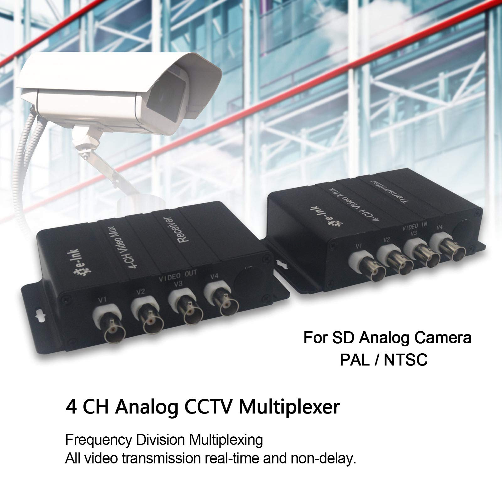 E Link 4 Channel Video Multiplexer   4Ch Cctv Video Multiplexer Over 1 Coaxial Cable For Standard Analog Cameras