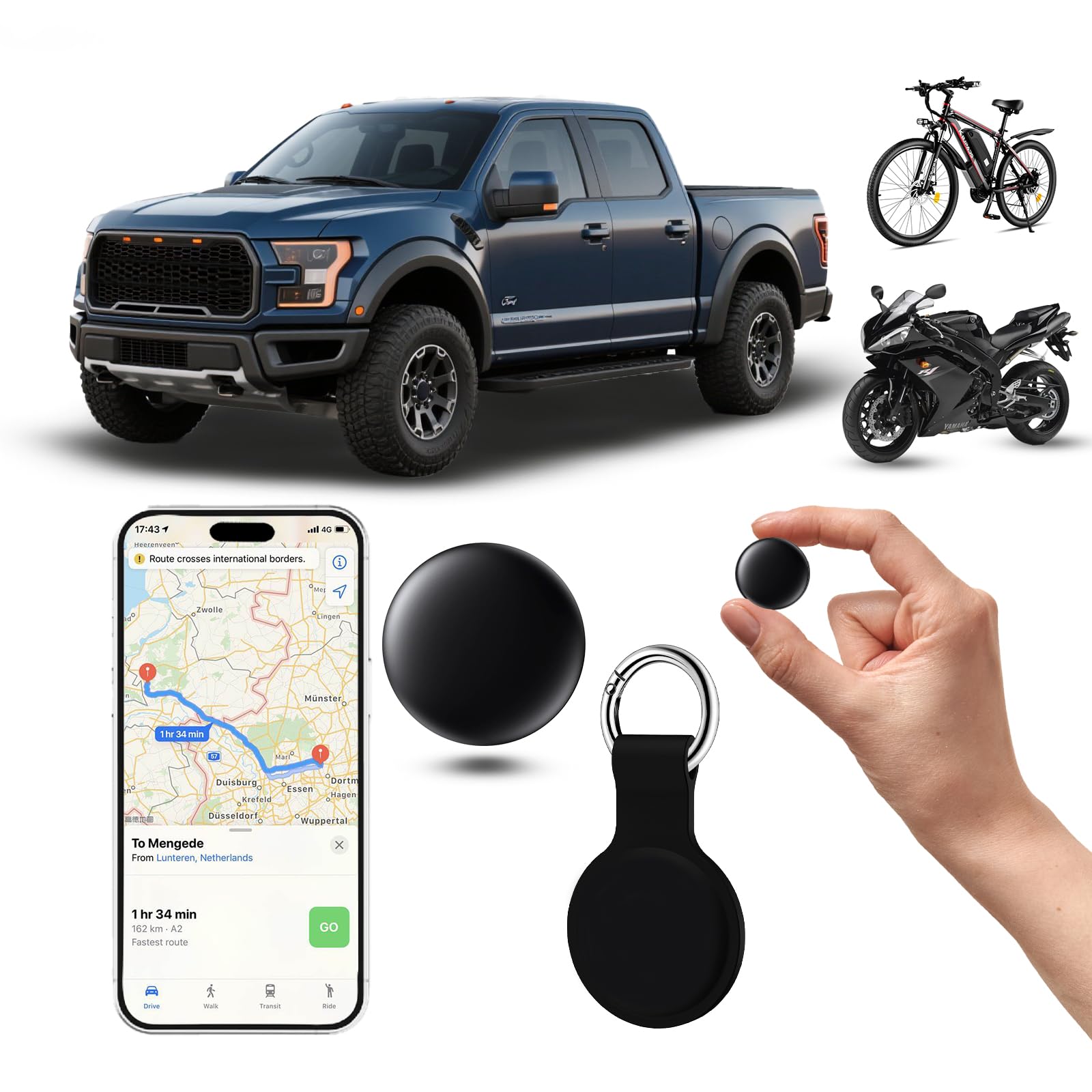 Rozeus Mini Gps Tracker For Vehicles, Kids, Pets, Elderly - Real Time Car Tracking Device With Find My (Ios), No Subscription, N