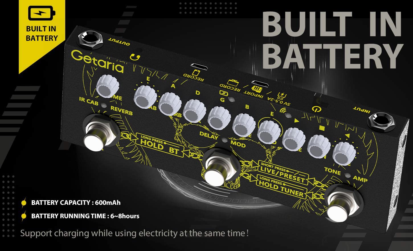 Getaria Ir Cab Electric Multi Effects Processor Delay Reverb Guitar Overdrive Pedal For Bass Guitar