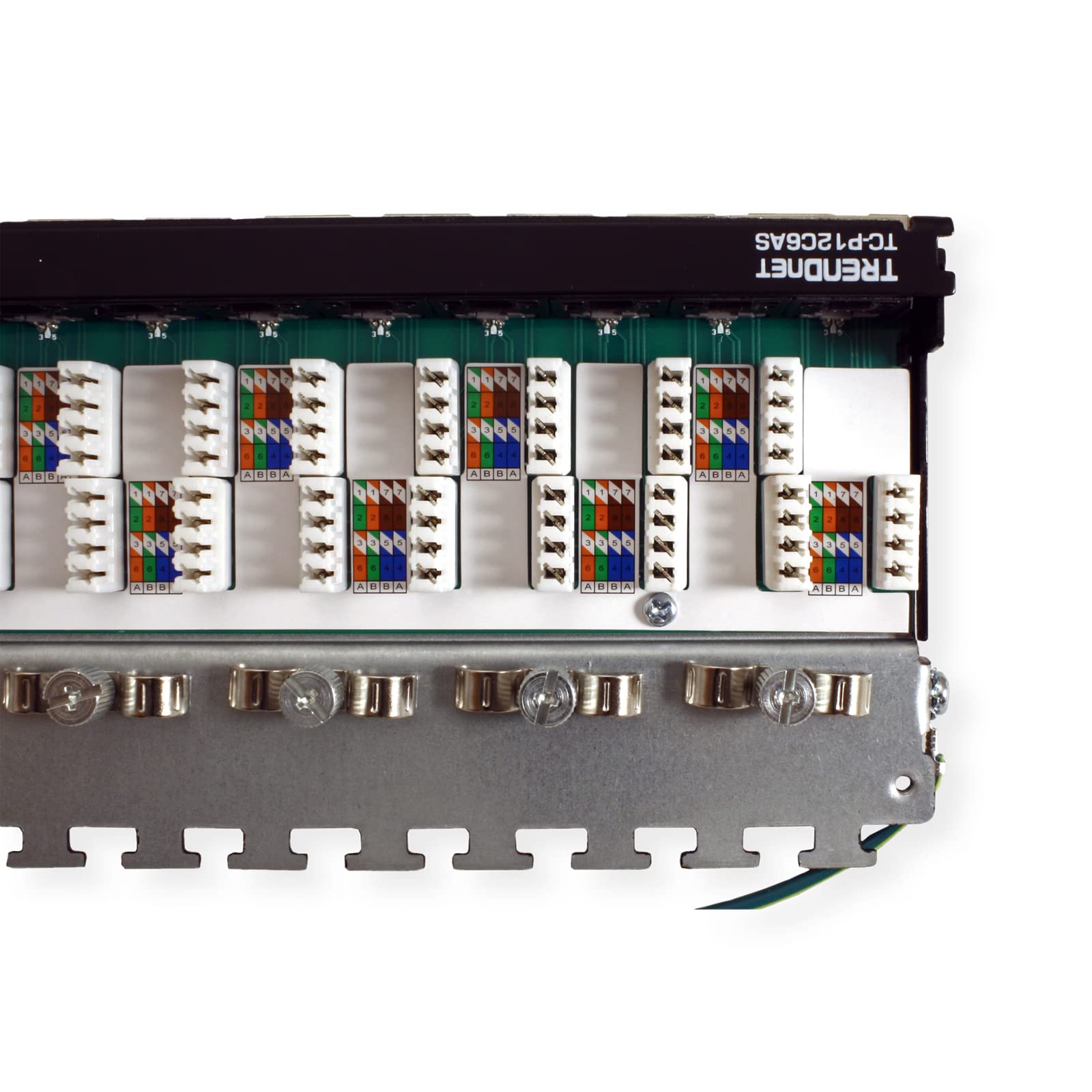 Trendnet 12 Port Cat6A Shielded Patch Panel, 10G Ready, Cat5E,Cat6,Cat6A Compatible, Metal Housing, Color Coded Labeling For T568A And T568B Wiring,Cable Management,Wall Mountable, Black,Tc P12C6As