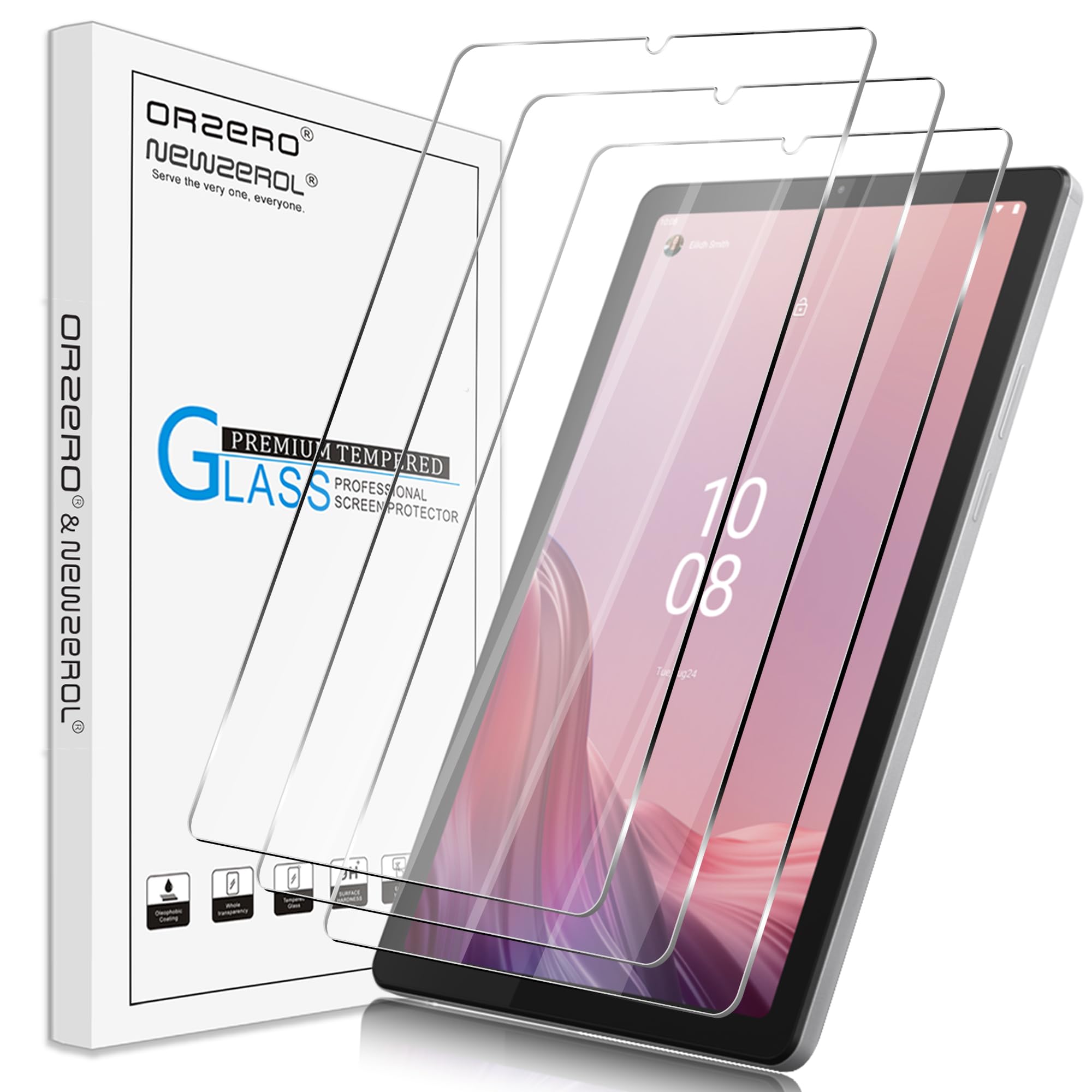 Orzero (3 Pack) Compatible For Lenovo Tab M9 (9 Inch) Tempered Glass Screen Protector, Bubble Free 9 Hardness Hd