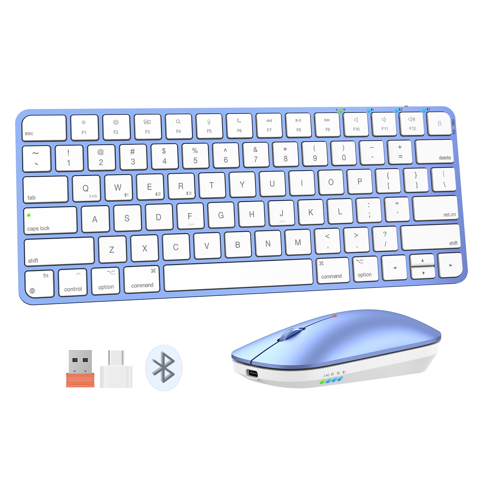 Meetion Wireless Bluetooth Keyboard And Mouse For Mac, Multi Device Quiet Slim Rechargeable Low Profile Apple Layout Magic Keybo