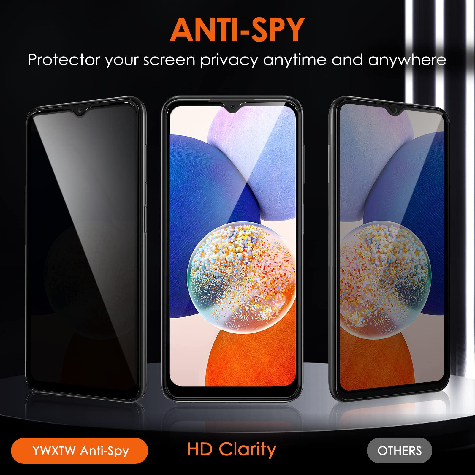 Ywxtw For Samsung Galaxy A14 5G Privacy Screen Protector, Upgraded Anti Spy 9H Tempered Glass Screen Protector Compatible With G