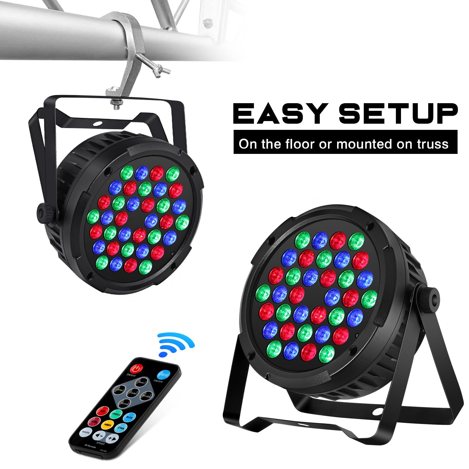 Oppsk Led Stage Par Lights   36W Rgb Dj Par Can Lights 2 Pack Sound Activated With Remote Dmx Control Uplights For Events Weddin