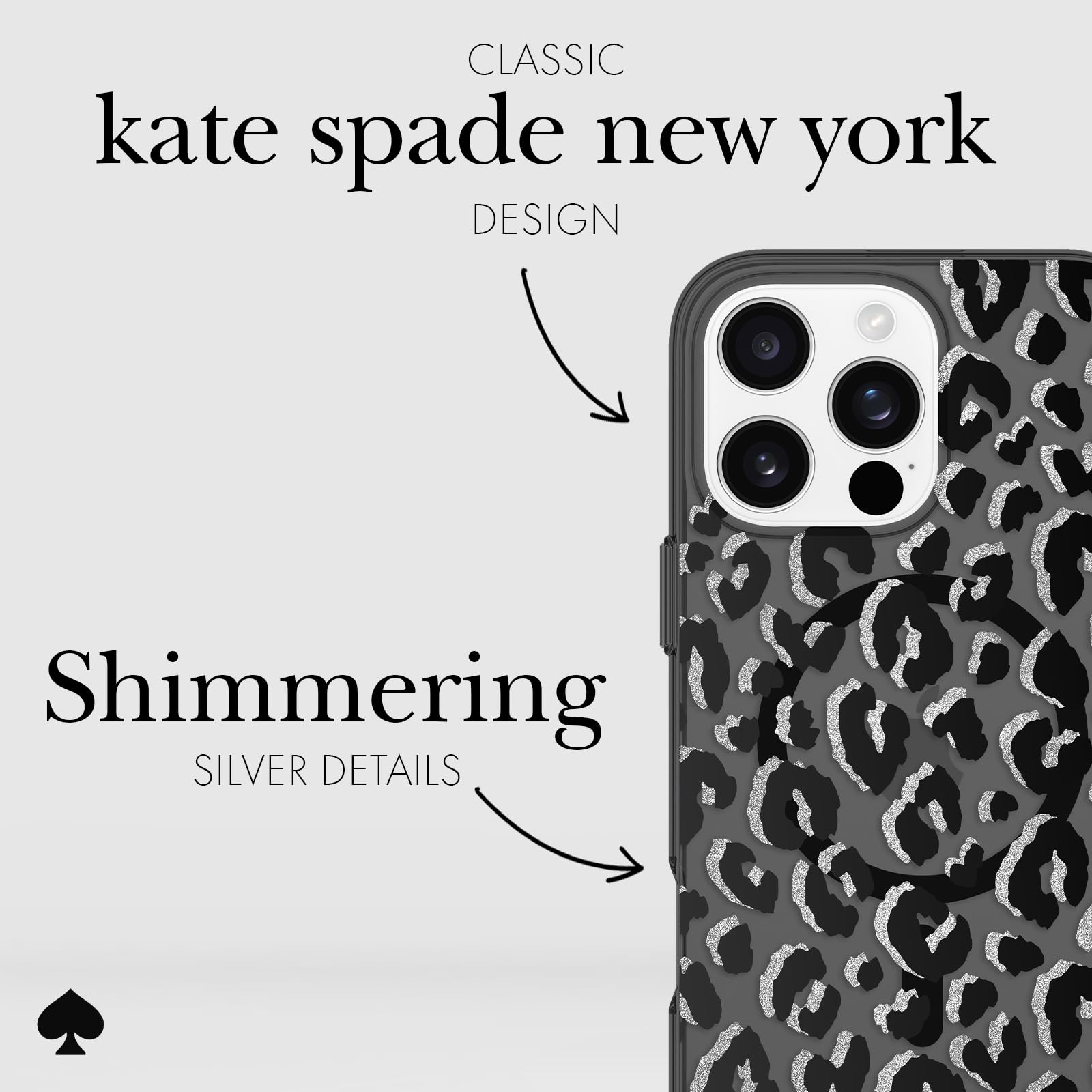 Kate Spade New York Iphone 16 Pro Max Case   Compatible With Magsafe   Designer Phone Case   City Leopard Black