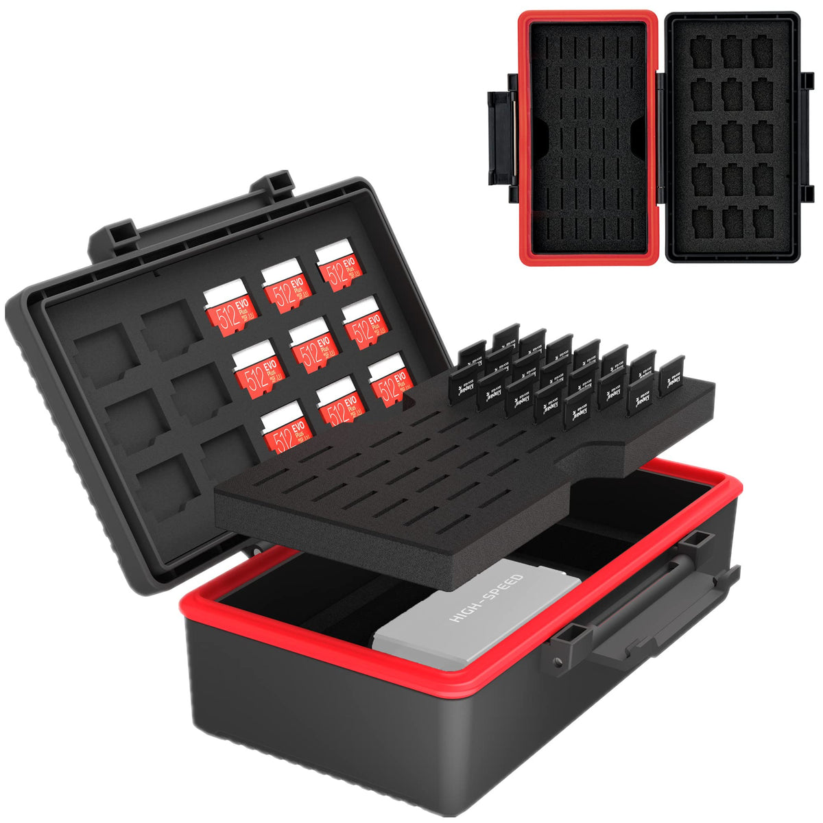 Kiorafoto 58 Slots Tf Micro Sd Msd Memory Card Case Holder Water Resistant Anti Lost Anti Shock Storage Organizer With Labels & 