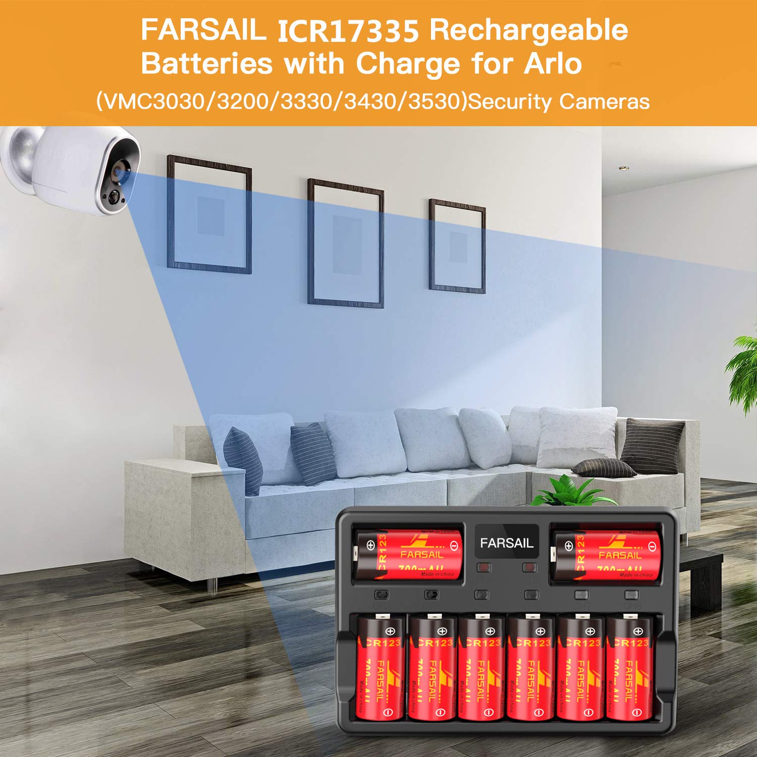 Cr123A Batteries, Farsail 16 Pack 800Mah 3.7V 123A Rechargeable Batteries And Cr123A Charger For Arlo Vmc3030 Vmk3200 Vms3130 32