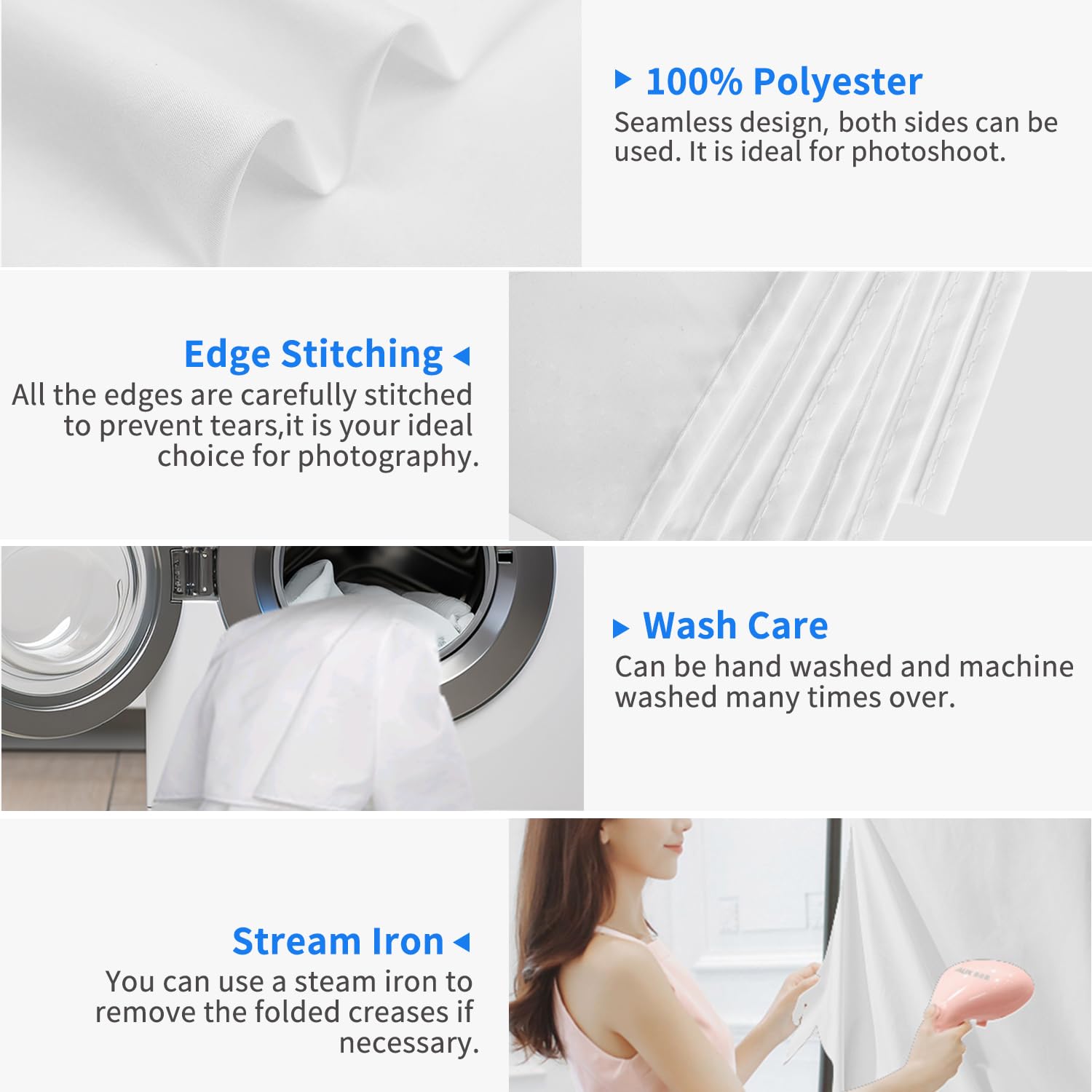 Hemmotop White Photo Backdrop Background, 10X20 Ft White Screen For Photography, Seamless White Photography Backdrops Background