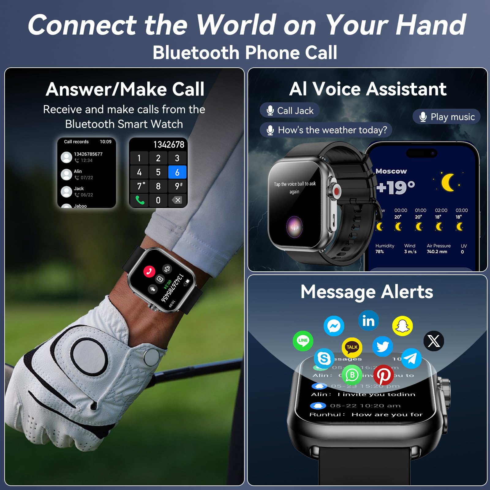 Jacoosa Smart Watch, 1.85'' Hd Smartwatches For Men Women, 100 Days Standby Time, 110+ Sport Modes With Fitness Tracker Watch, I