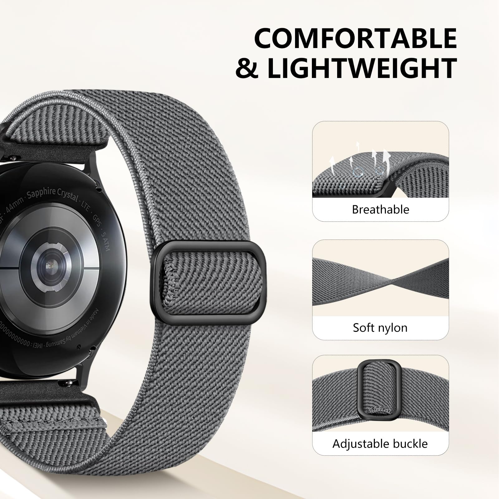 Lerobo Elastic Bands Compatible With Samsung Galaxy Watch 6 5 4 7 Fe Band 40Mm 44Mm 45Mm/For Galaxy Watch 6 4 Classic Band 42Mm