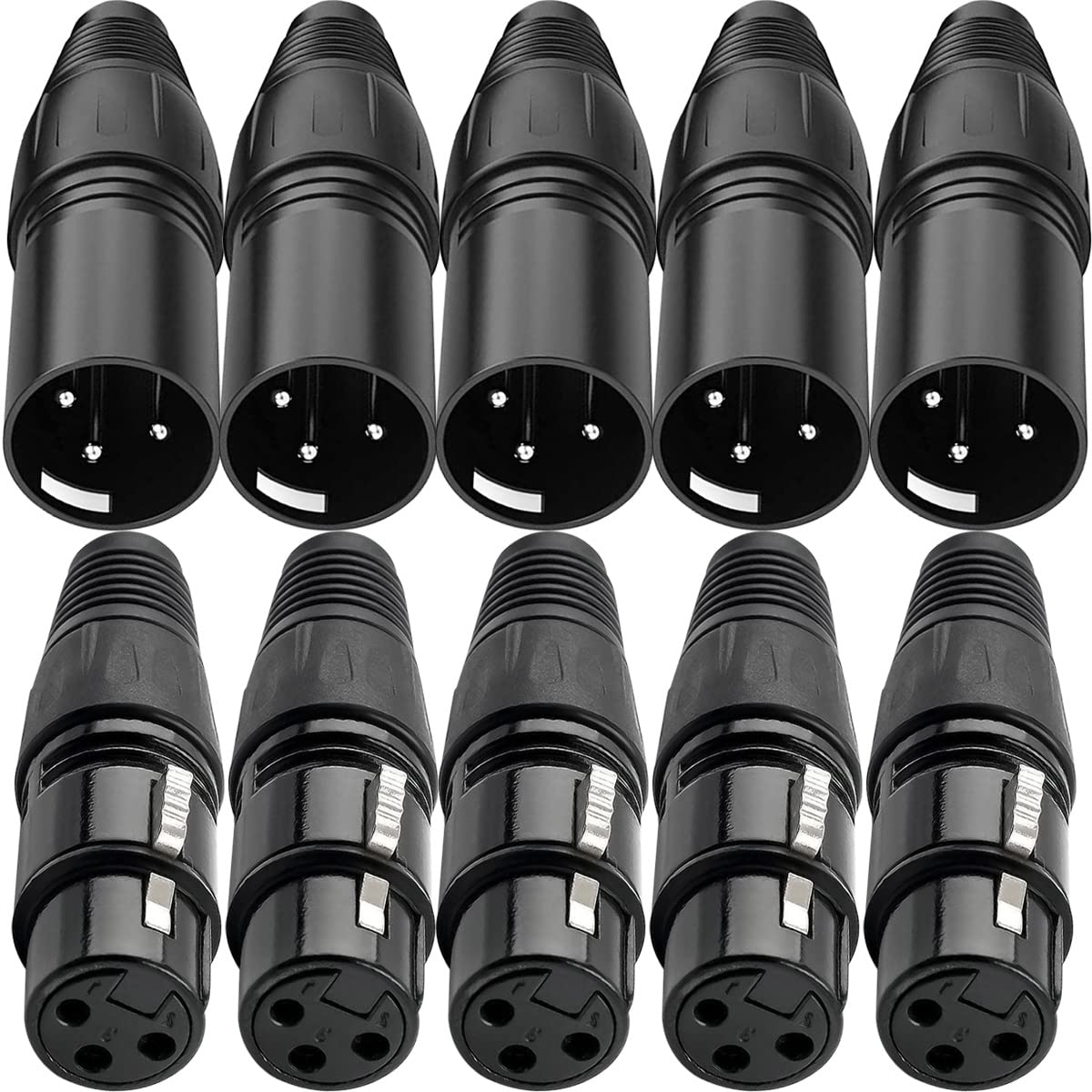 Dkardu 10Pcs 3 Pin Xlr Solder Connector, 5 Male And 5 Female Xlr Mic Snake Plug, Microphone Audio Socket For High Conductivity A