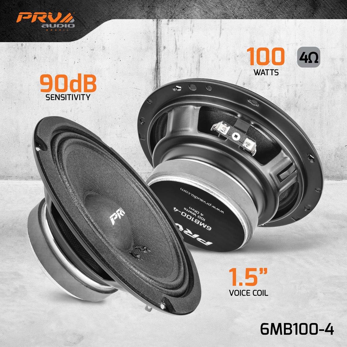 PRV AUDIO 6.5 Inch Car Speakers, 200 Watts, 4 Ohm, Model 6MB100-4, Black, Shallow Profile, Factory Replacement (Pair)