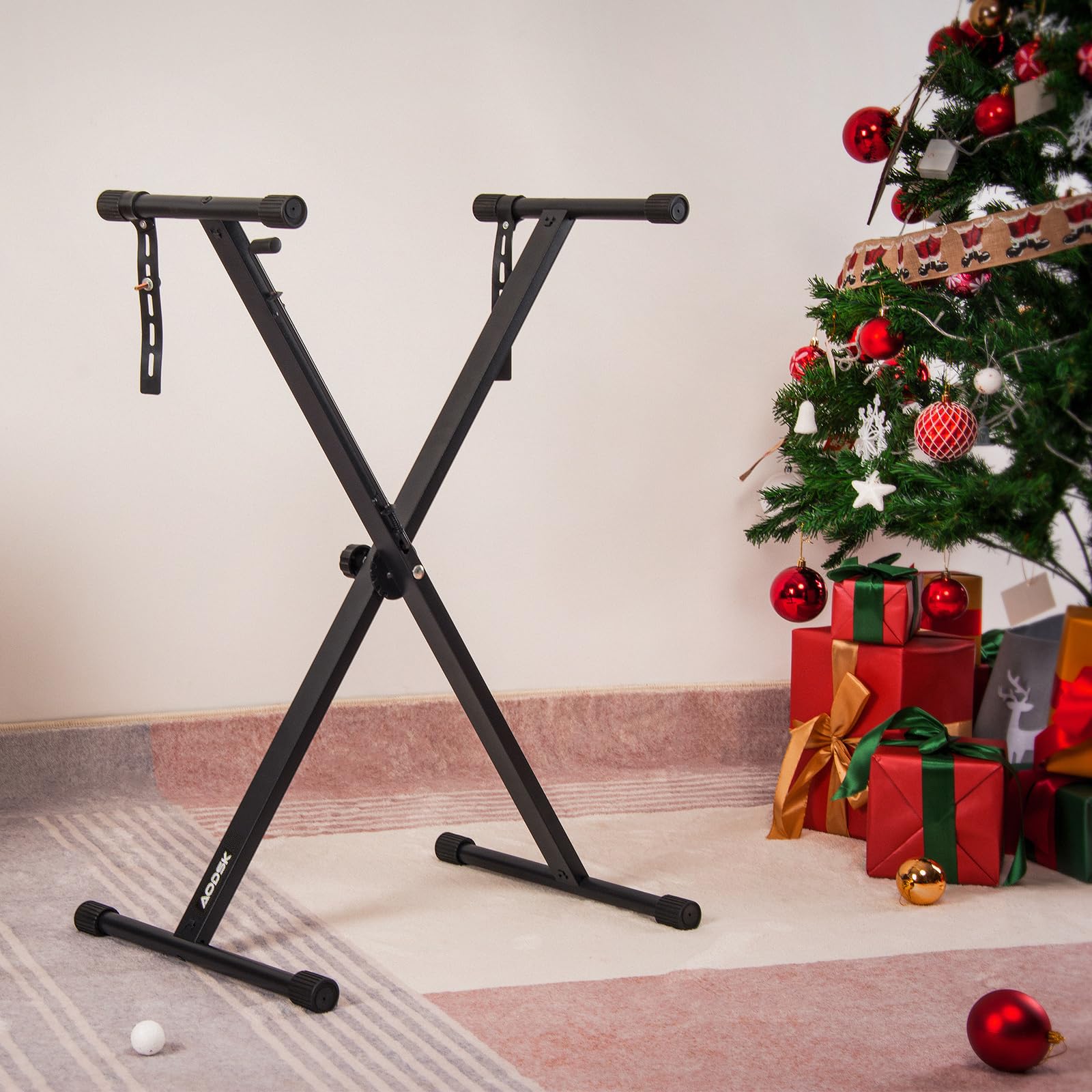 Aodsk Single X Keyboard Stand Adjustable Width & Height,Piano Stand With Locking Straps & Quick Release Mechanism Adjust Height