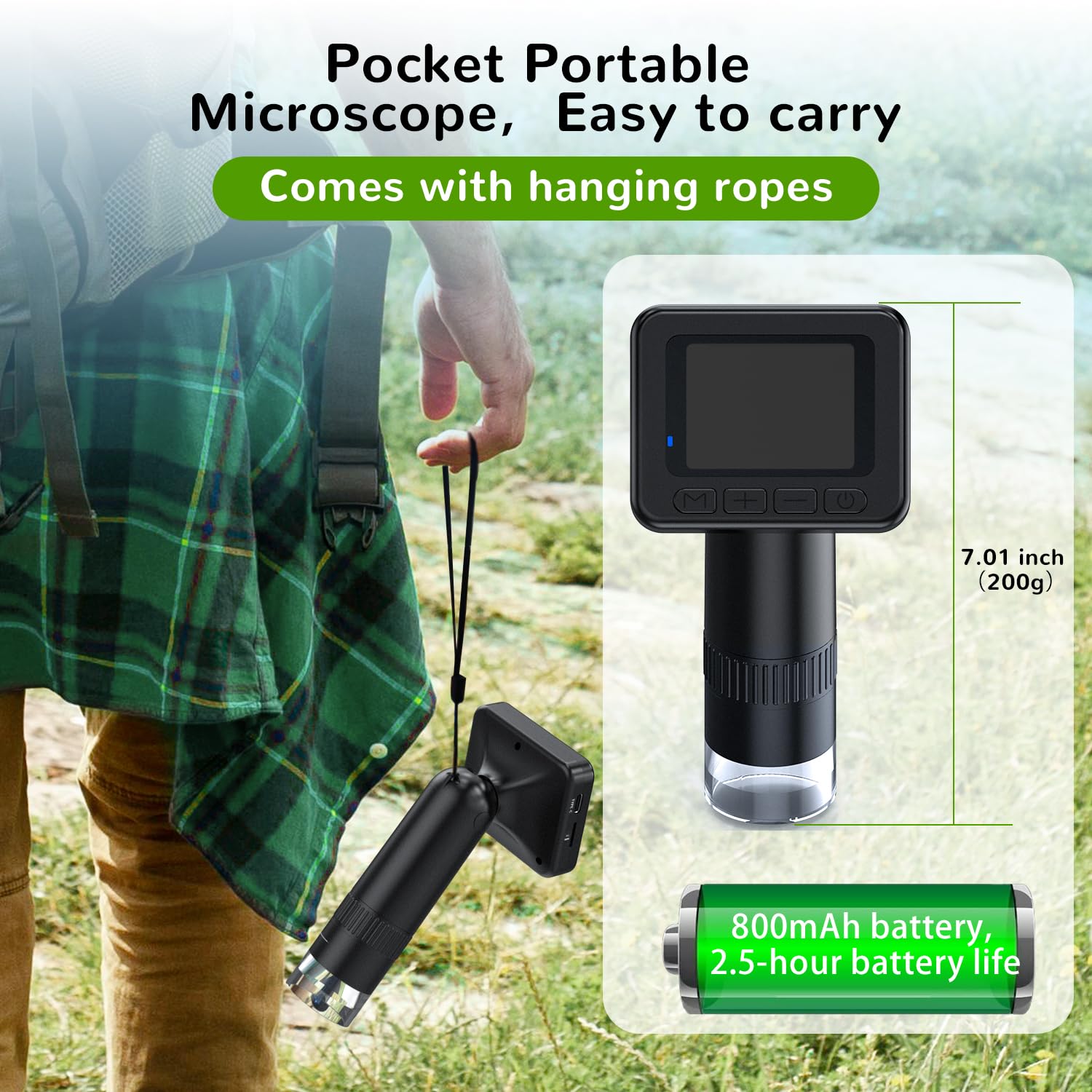 Imichi Microscope For Kids 50X 1000X Magnification  2 Inch Ips Hd Screen, 2 31Mp Photos, 1080P Video, 2 Hour Battery Life, Easy