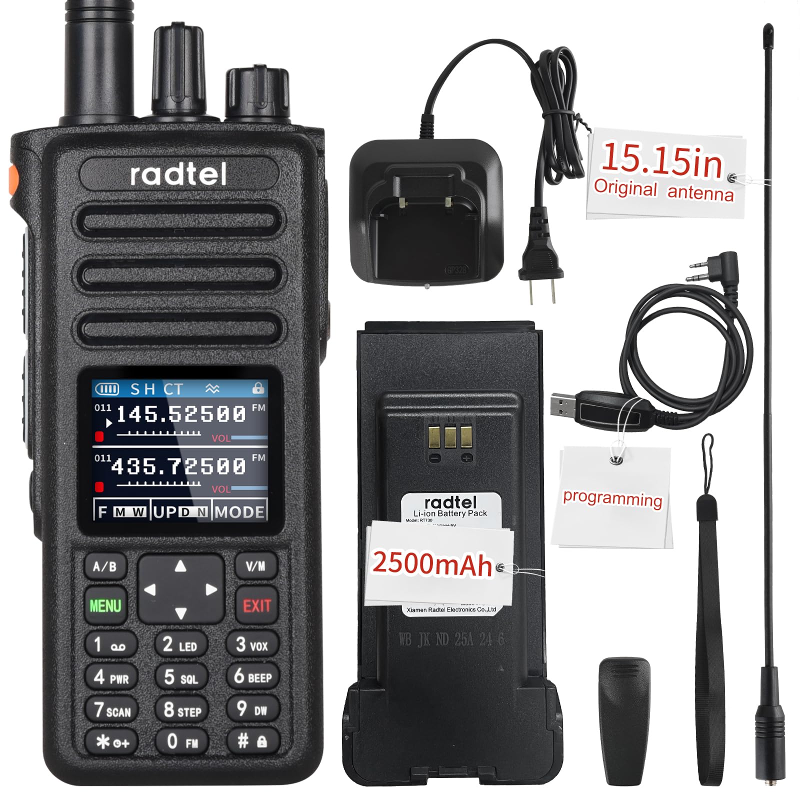 Radtel Rt 730 10W Air Band Walkie Talkie, Tri Band Ham Radios Long Range 199Ch Ht, Rechargeable Handheld Two Way Radio With Usb 