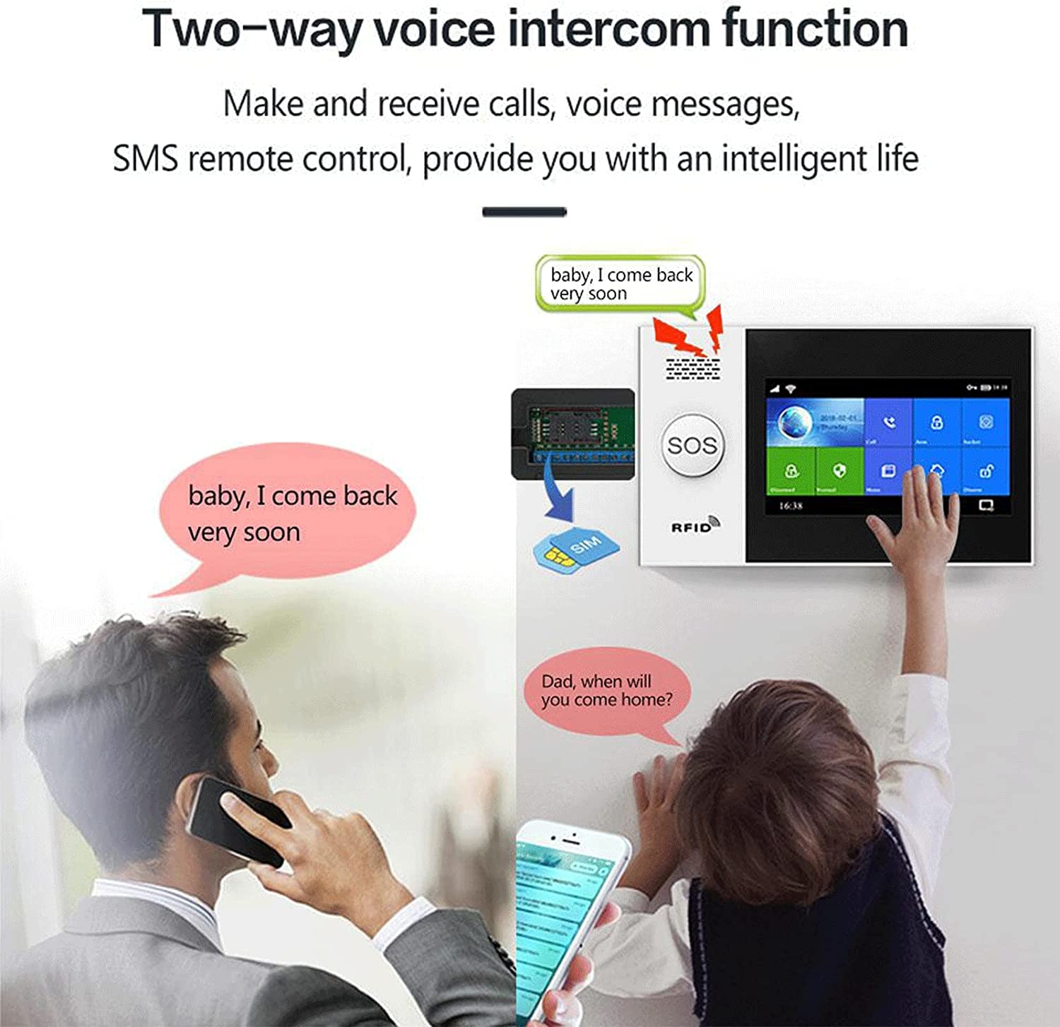 Touch Screen Alarm System For Whole House Security, Wifi Wireless Home Alarm 20 Piece Kit With Siren, Pir Motion Sensor, Remote