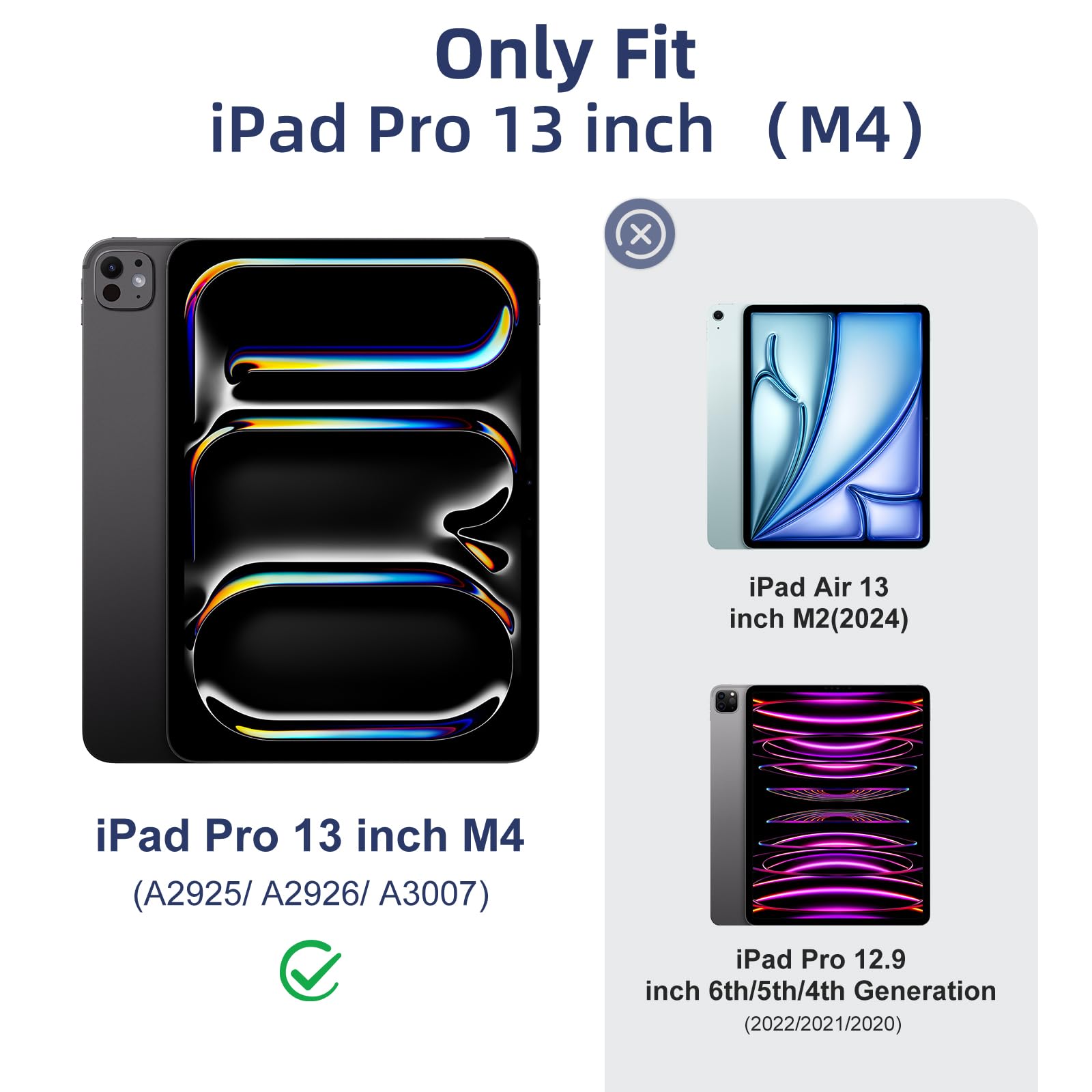 Mastten For Ipad Pro 13 Inch Case 2024 M4, Slim Trifold Stand For Ipad 13 Pro Case, Hard Pc Translucent Back Shell Cover For Ipa