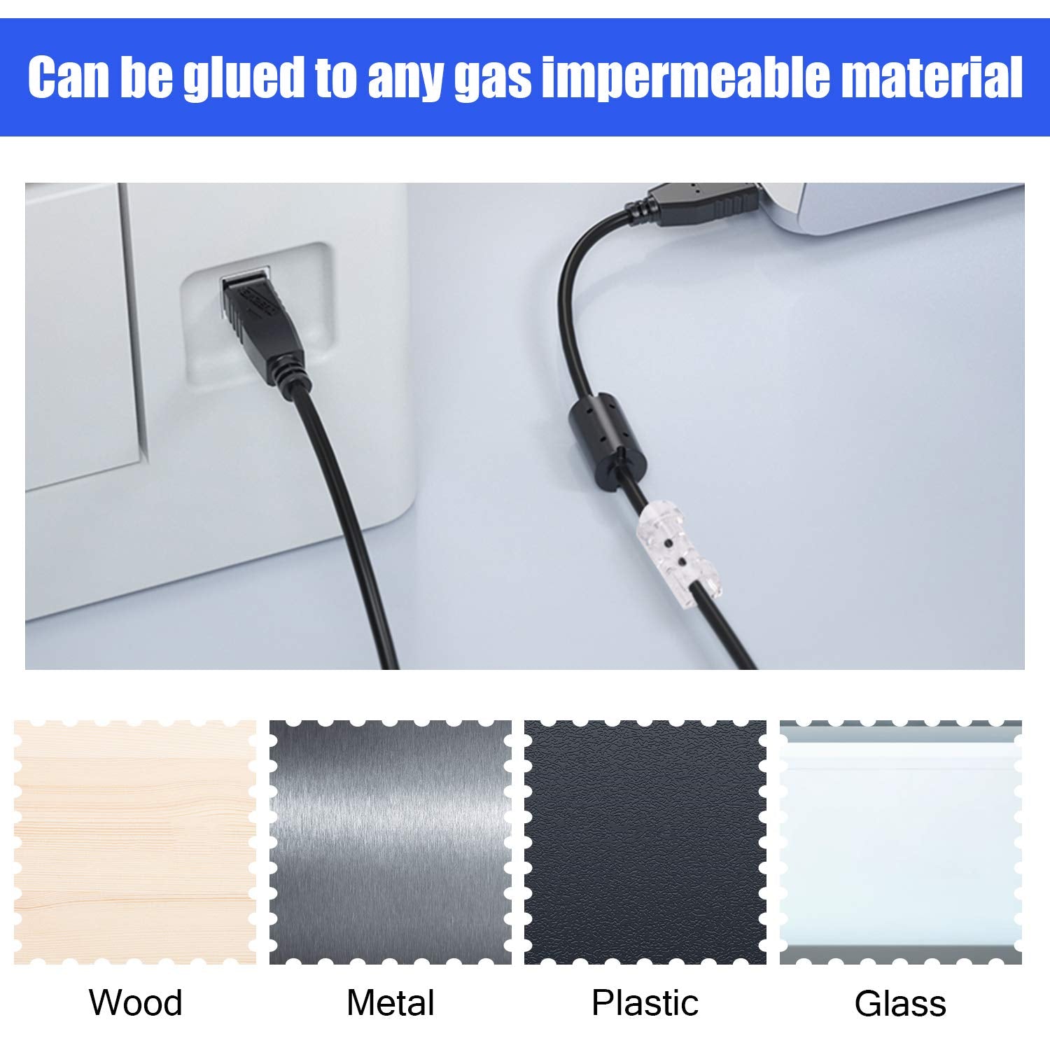 Adhesive Cable Clips, 40Pcs Cable Management Drop Wire Holder Cord Organizer With Strong Self Adhesive Pads For Home And Office