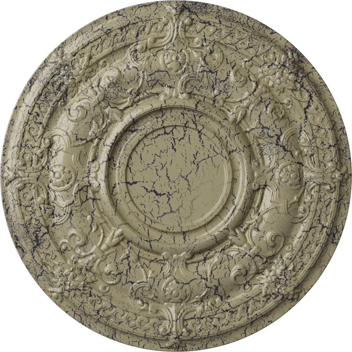 Ekena Millwork Cm33Dacsc Dauphine Ceiling Medallion, 33 7/8''Od X 1 3/8''P (Fits Canopies Up To 13 1/4''), Hand Painted Castle S