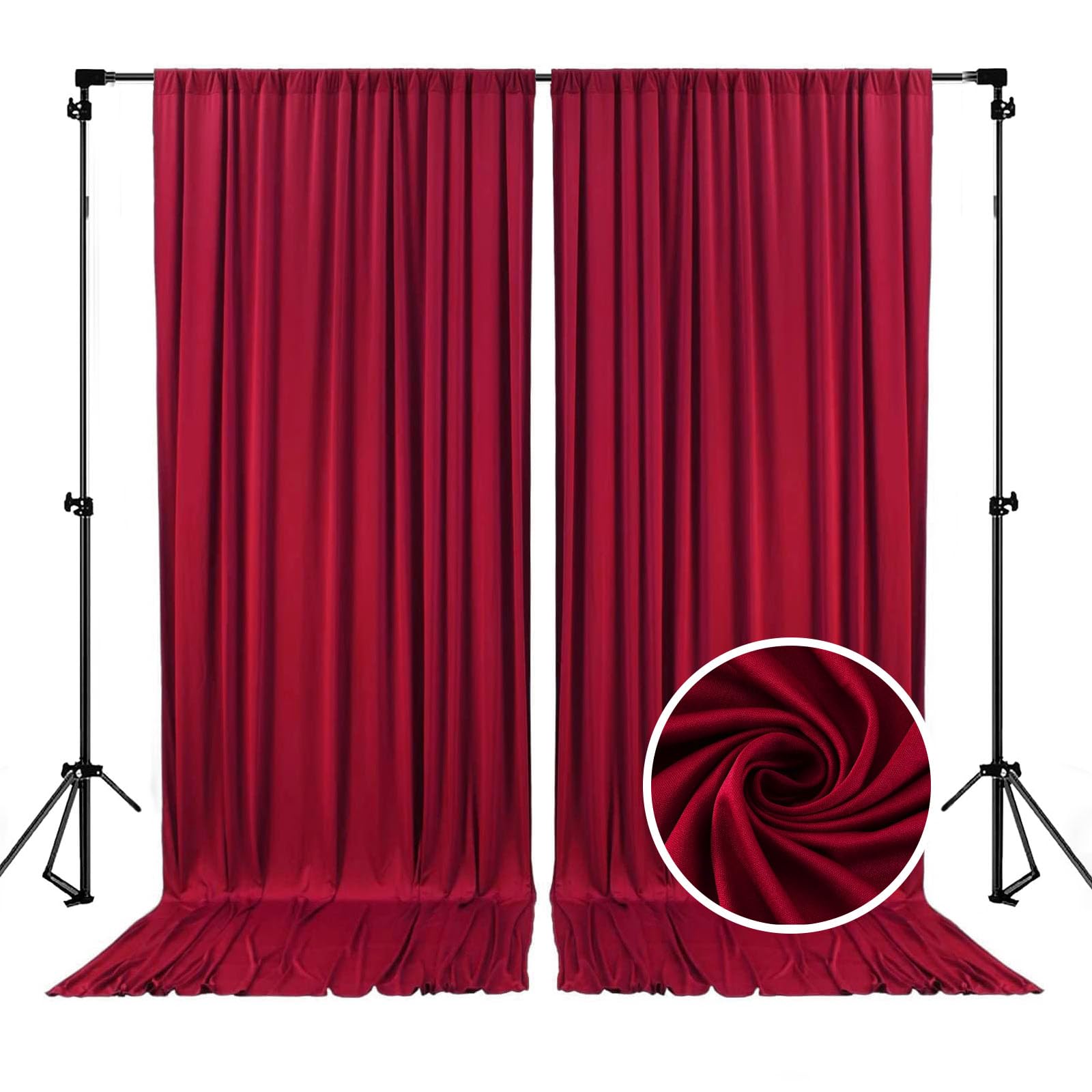 10 X 7 Feet Burgundy Backdrop Curtain For Partie, Background Curtains For Photoshoot, Birthday, Wedding, Halloween, Thanksgiving