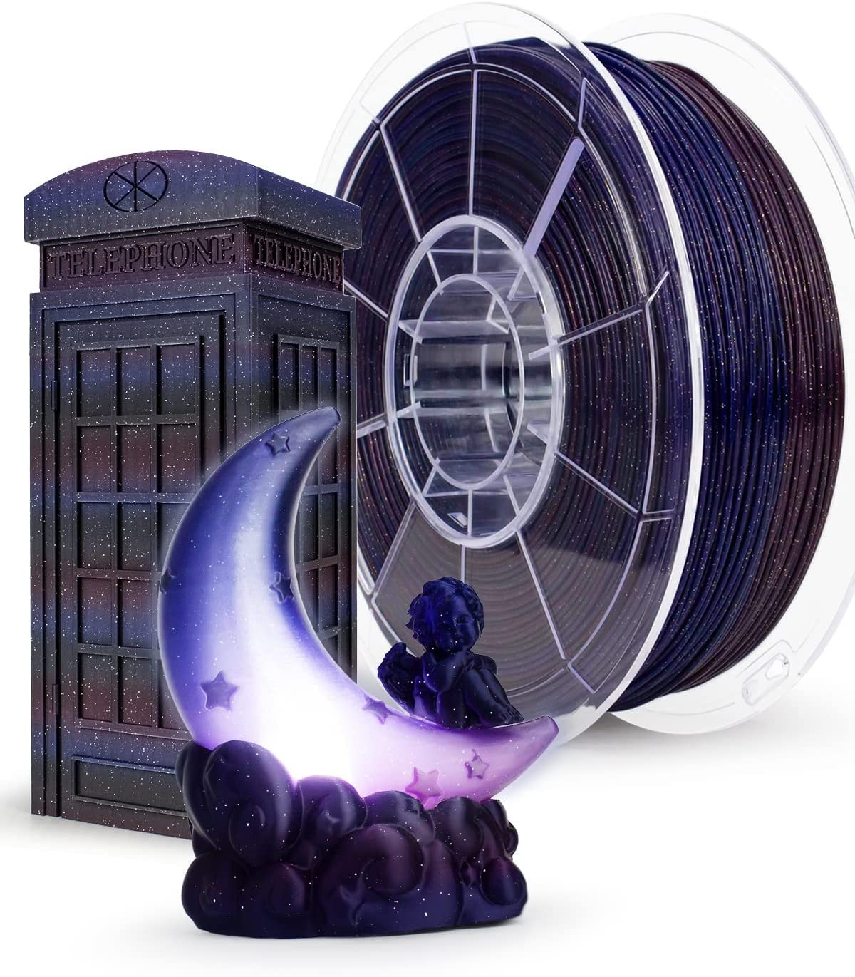 Ziro 3D Printer Filament,Gradient Twinkling Pla Filament 175Mm, Multicolor Pla Filament, 1Kg22Lb, Starry Sky