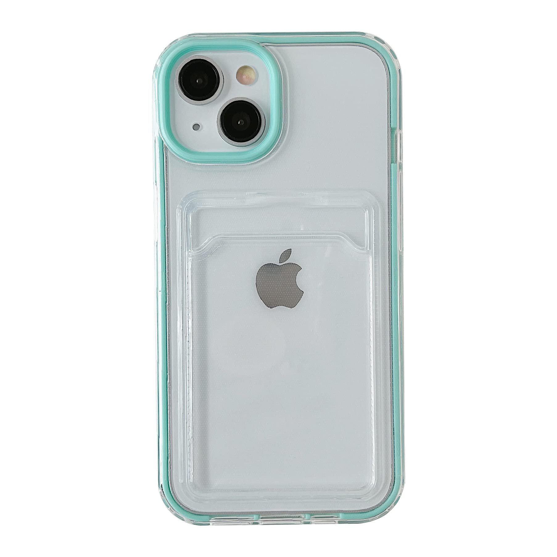 Caseative Candy Color Card Holder Clear Shockproof Soft Compatible With Iphone Case (Blue,Iphone 12)