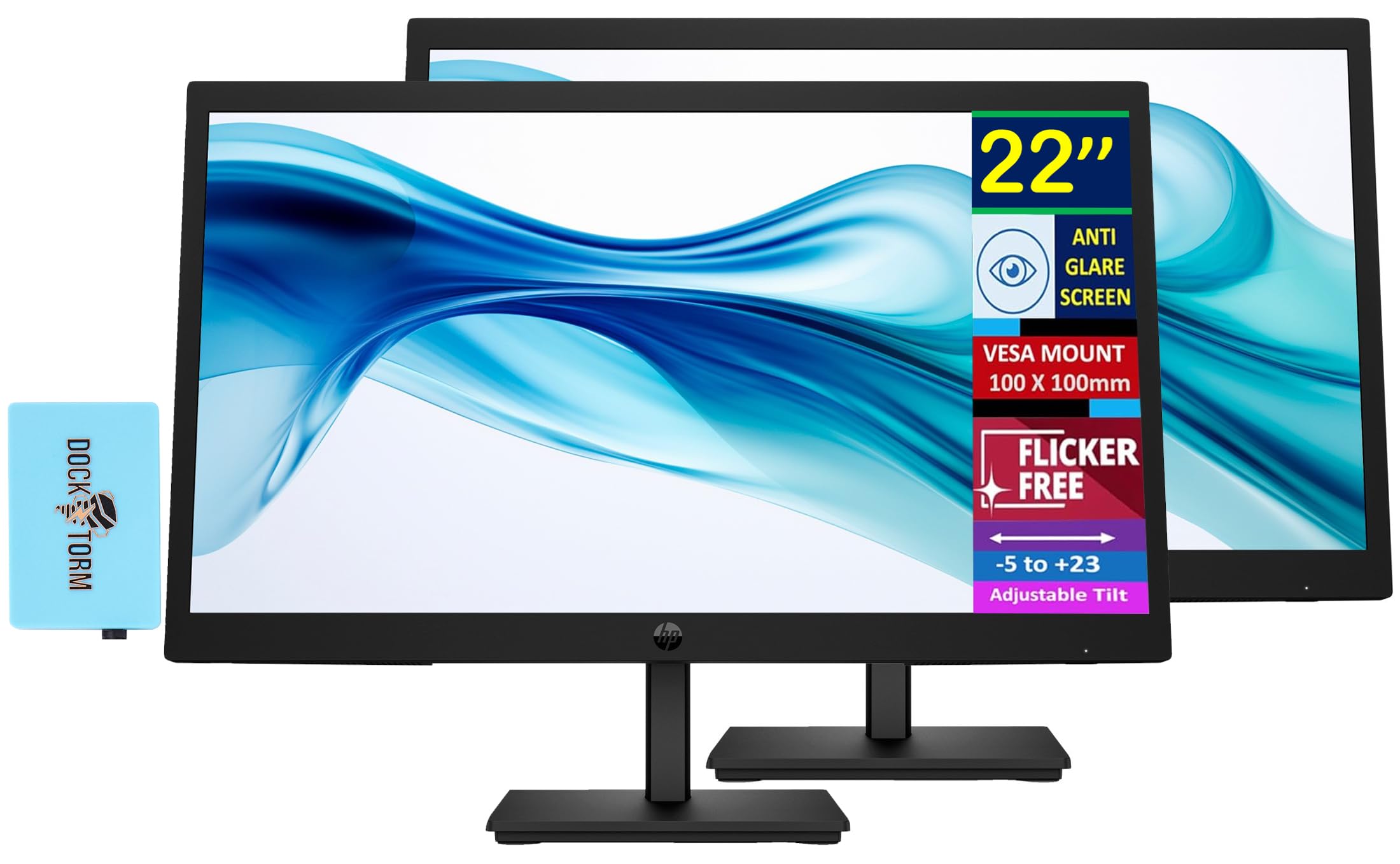 HP 22 Series 3 Pro 322pv FHD Monitor with 5 ms Response Time, Anti-Glare, Flicker Free, VESA Mount (100x100mm), HDMI, VGA & Dock