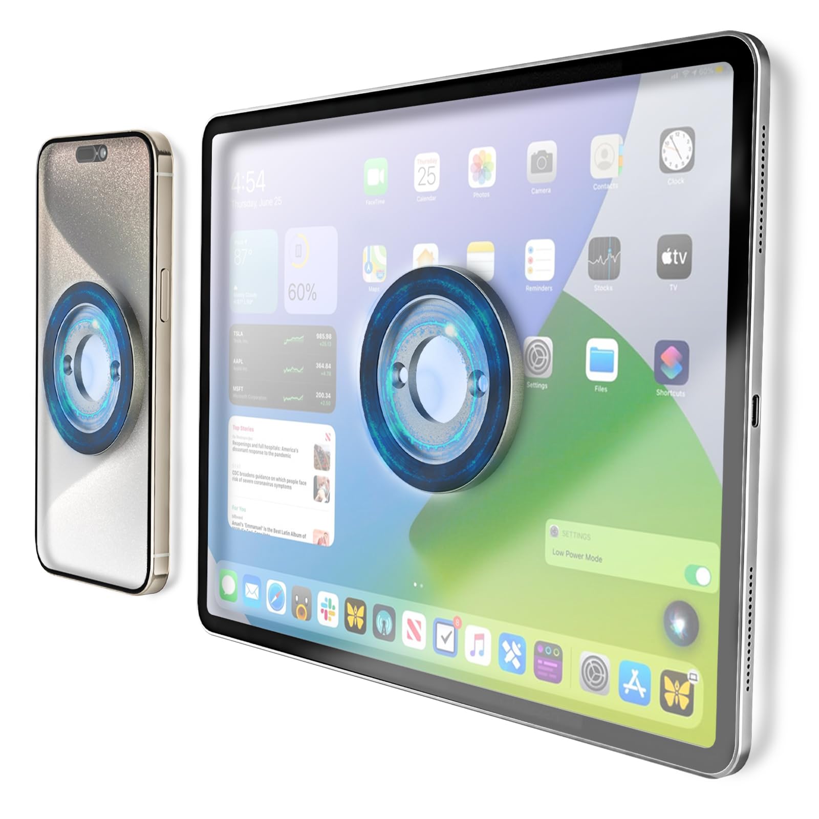 Kolasels Magnetic Wall Tablet Phone Holder - 2 Pack, Magnet Ipad Wall Mount For Home, Office, Kitchen, Bathroom, Fridge, Wall Po