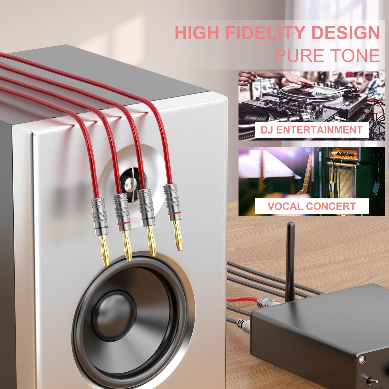 Banana Plugs 2 Pairs / 4 Pcs   Gold Plated Speaker Plugs For Mini Hifi Stereo Audio Receiver Amplifier For Home Bookshelf/Comput