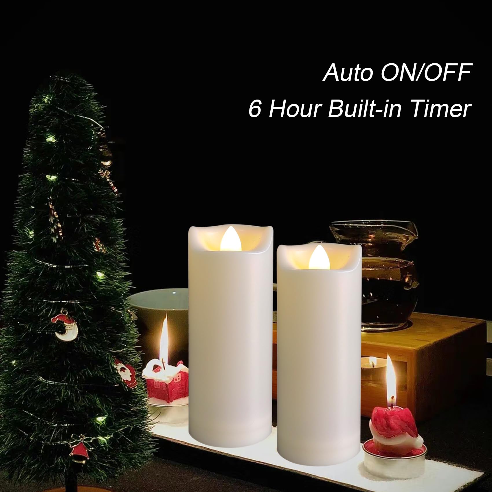 Led Battery Operated Candles 2''X5'' Plastic Flickering Flameless Candles With Timer Outdoor Waterproof Wedding Party Halloween