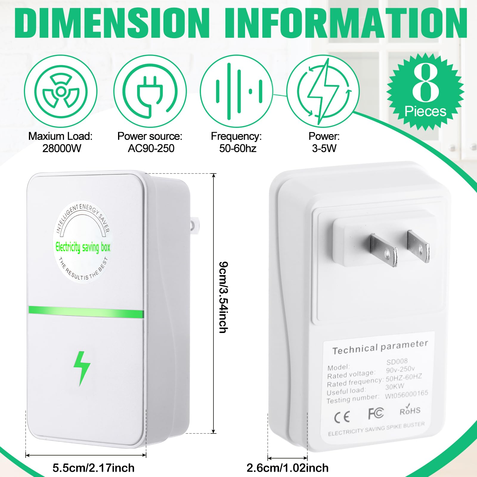 Kanayu 8 Pcs Power Saver Energy Saver Household Electricity Saving Box With Us Plug 90V 250V 30Kw Energy Saving Device For Elect
