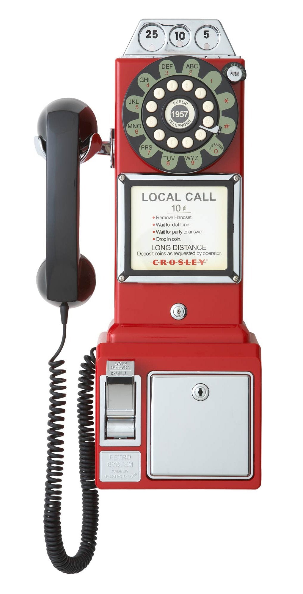 Crosley Cr56-Re 1950S Payphone With Push Button Technology, Red