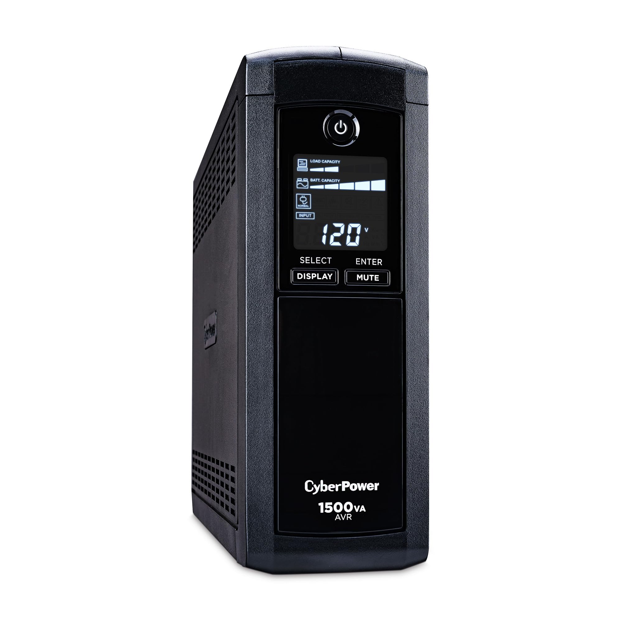 CyberPower CP1500AVRLCD Intelligent LCD UPS Battery Backup and Surge Protector, 1500VA/900W, 12 Outlets, AVR, Mini-Tower, UL Cer