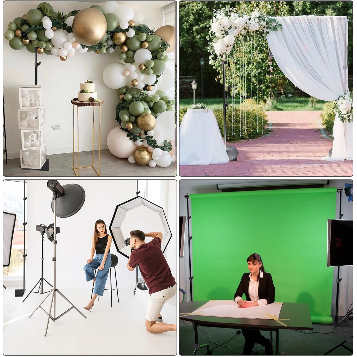 Hyj Inc Pipe And Drape Photography Backdrop Stand Kit Adjustable Photo Background Stand 10Ft X 8.5Ft With Metal Base For Parties
