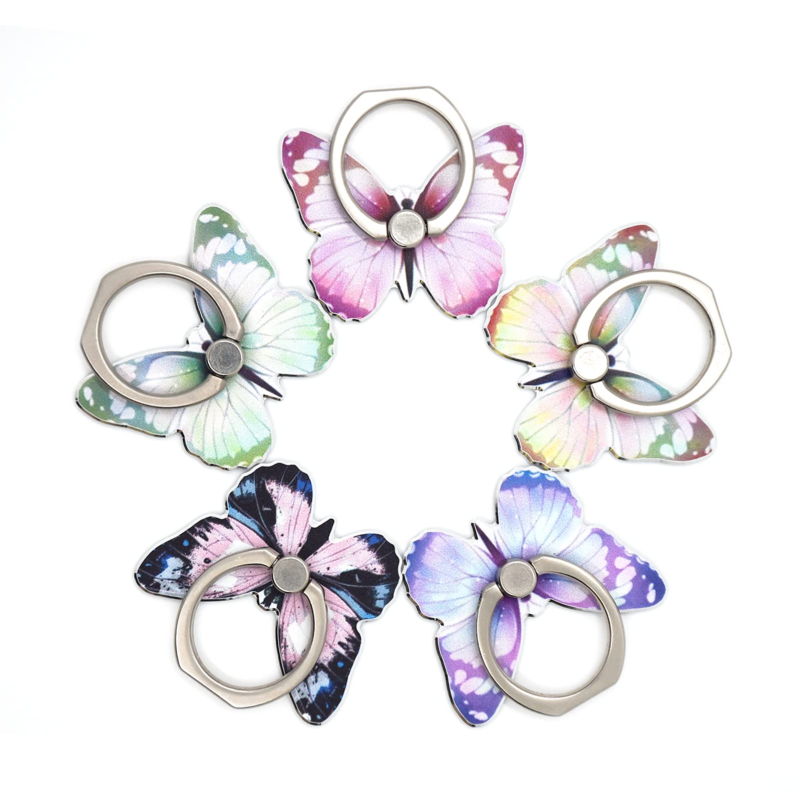 Ralcosuss Cute Butterfly Phone Ring Finger Holders, Cell Phone Ring Stands Mount Smartphone Kickstand For Desk 360 Degree Rotati