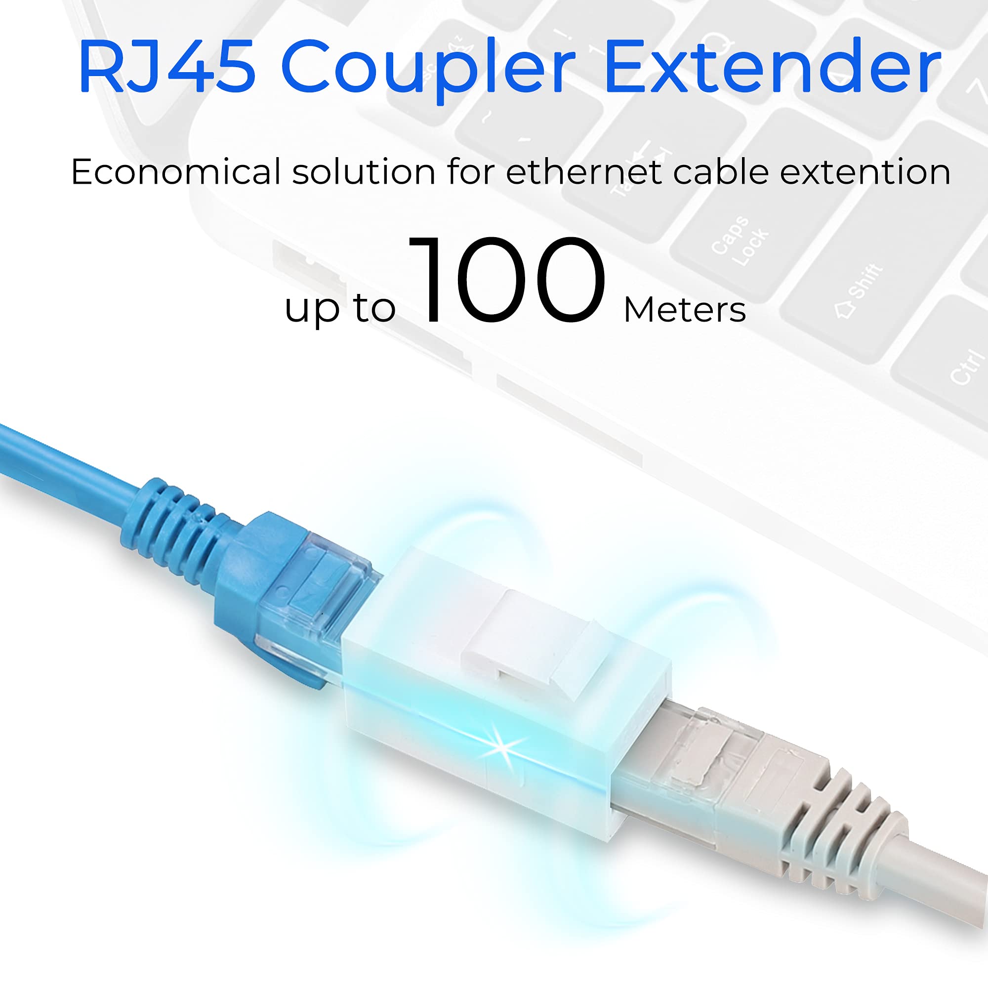 Rapink Rj45 Coupler Inline Keystone Jack, Female To Female Rj45 Keystone Coupler 25 Pack For Ethernet Cat6/Cat5E/Cat5 Cable Extender With Gold Plated White