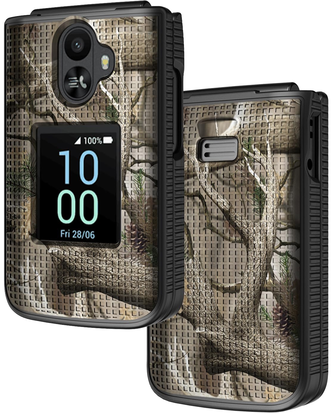 Nakedcellphone Case for TCL Flip 3 Phone, Slim Hard Shell Camouflage Cover [Anti-Fingerprint, Grid Texture] for T435 (2024) - Bu