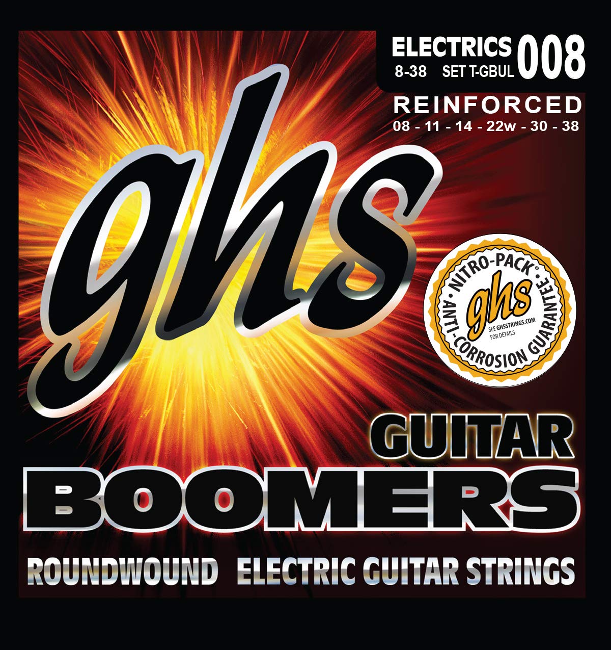 Ghs Strings Guitar Boomers Electric Guitar Strings (T Gbul Set),Gold, Ultra Light, 8 38