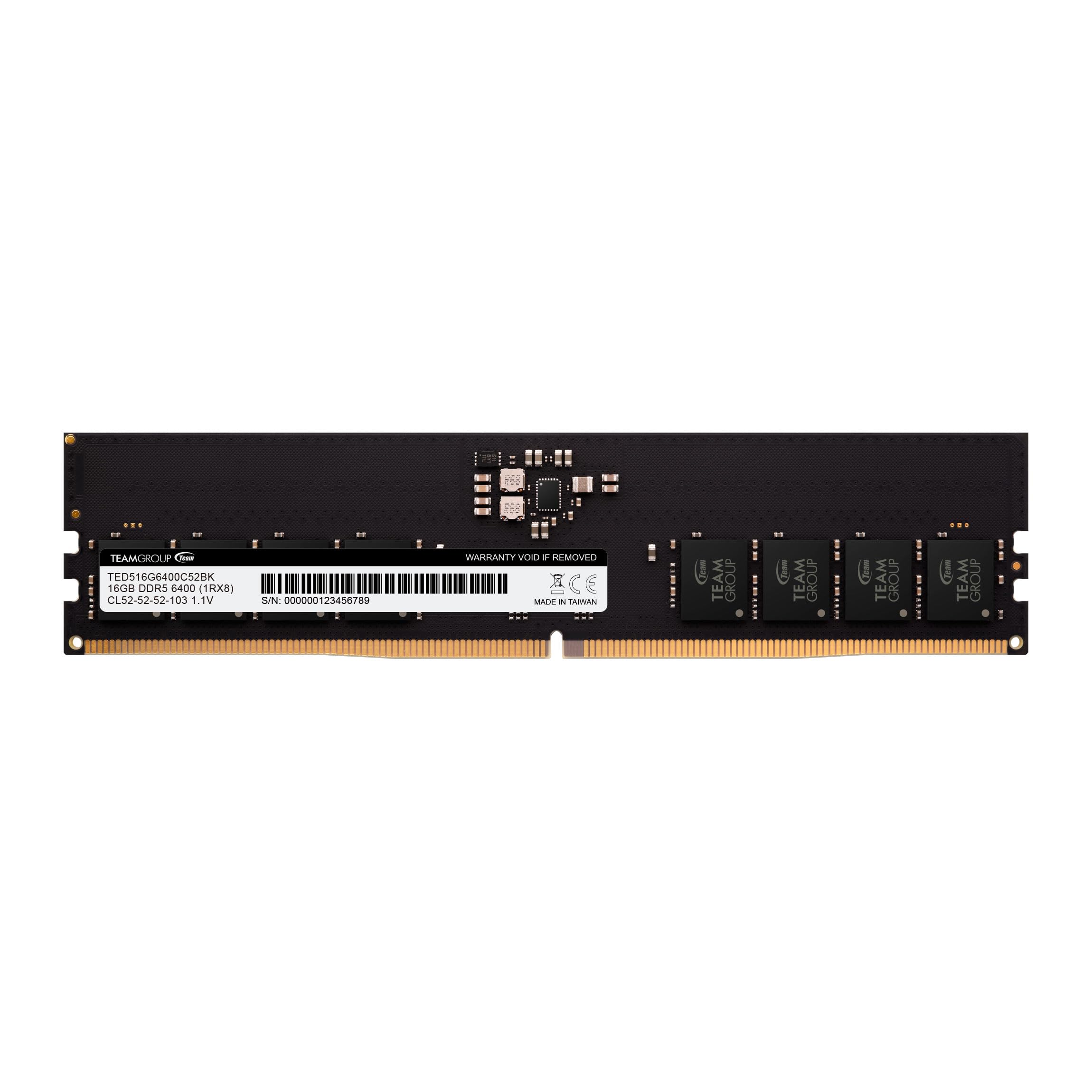 Teamgroup Elite Ddr5 16Gb 6400Mhz Pc5 51200 Cl52 Non Ecc Unbuffered Udimm 288 Pin Pc Computer Desktop Memory Module Ram Supports