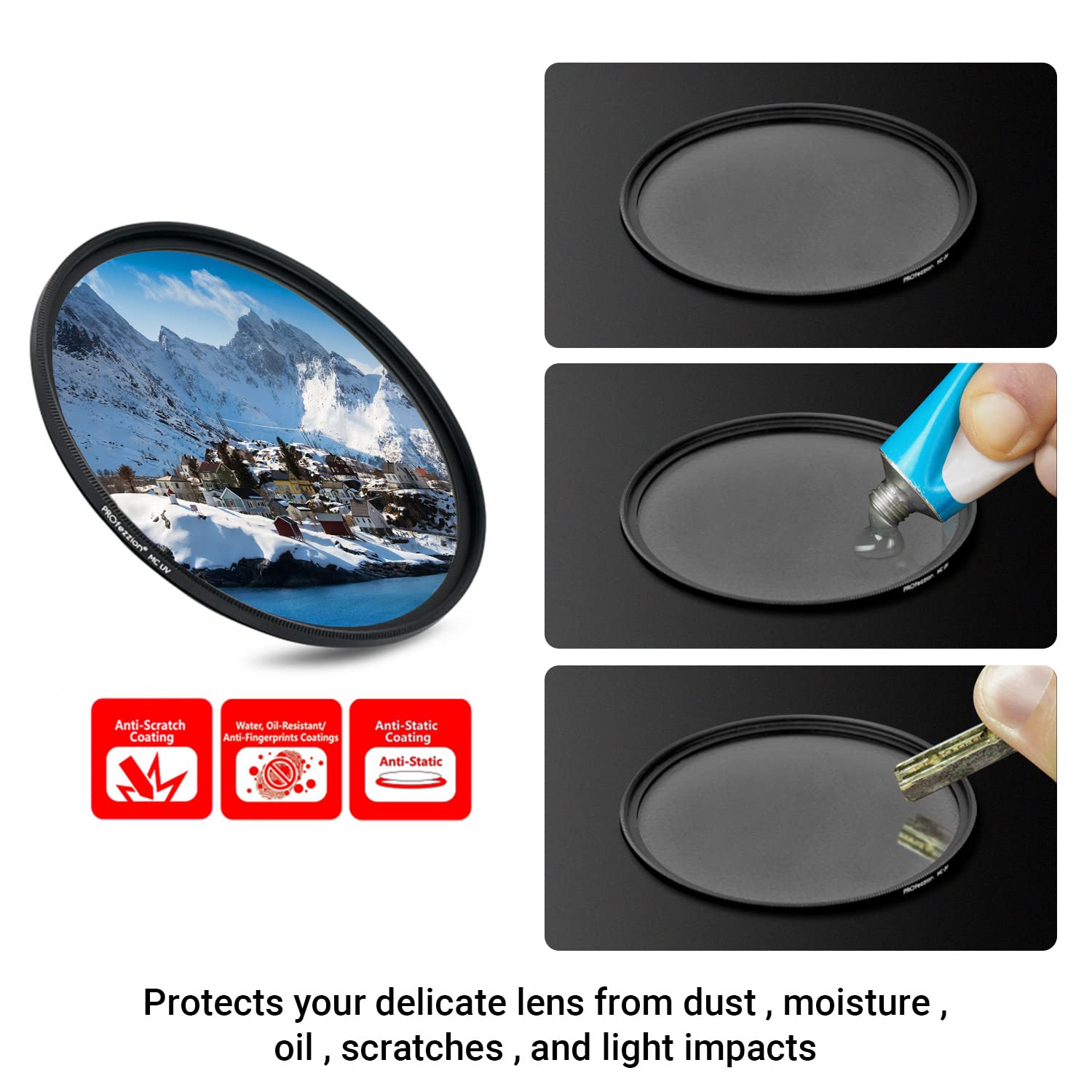 Profezzion Multi-Coated 58Mm Uv Filter, Ultra Slim Ultraviolet Protection Filter For Canon Eos 4000D 2000D Rebel T7 T6 T5 T8I T7