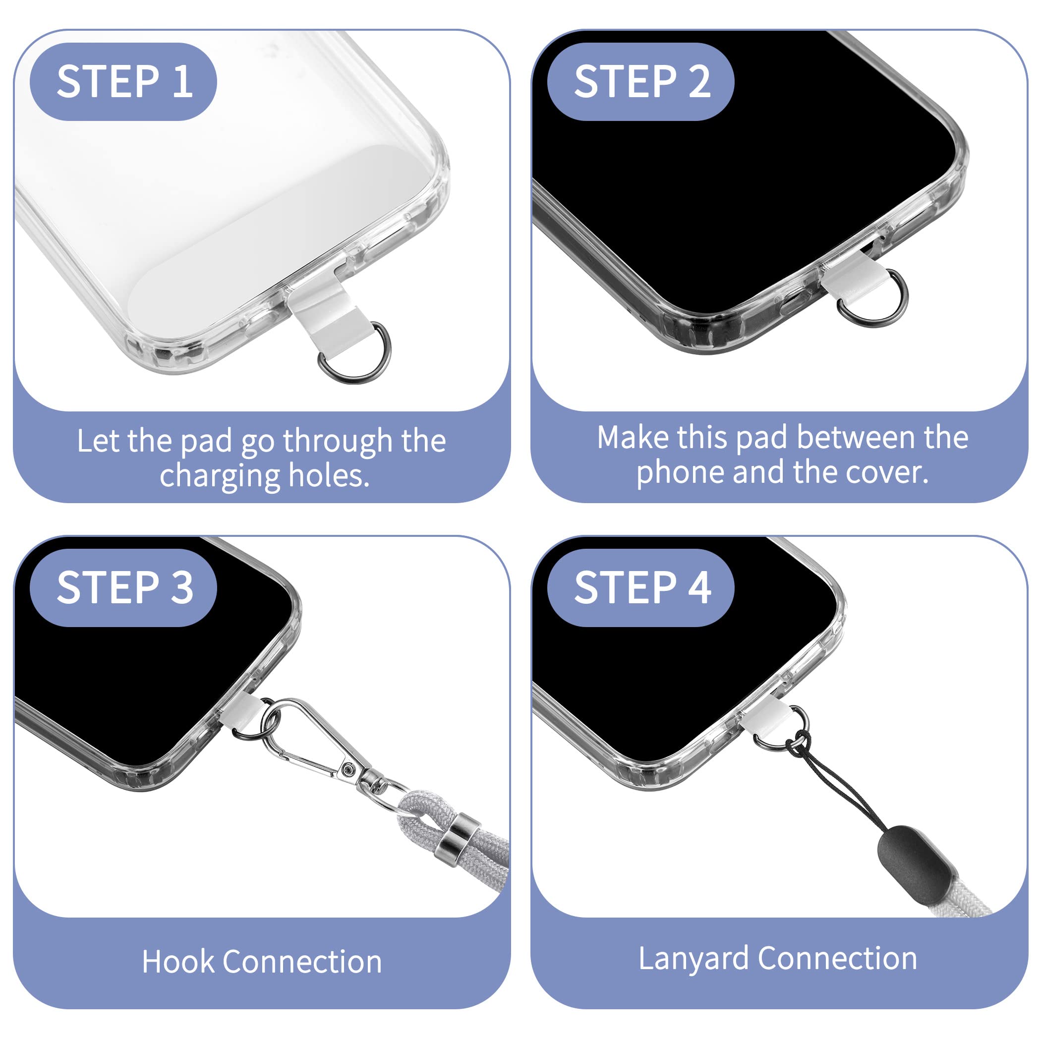 Cacoe Phone Lanyard 2 Pack 1   Adjustable Neck Strap,1   Wrist Strap,2   Pads,Universal Crossbody Cell Phone Lanyards,Multifucti