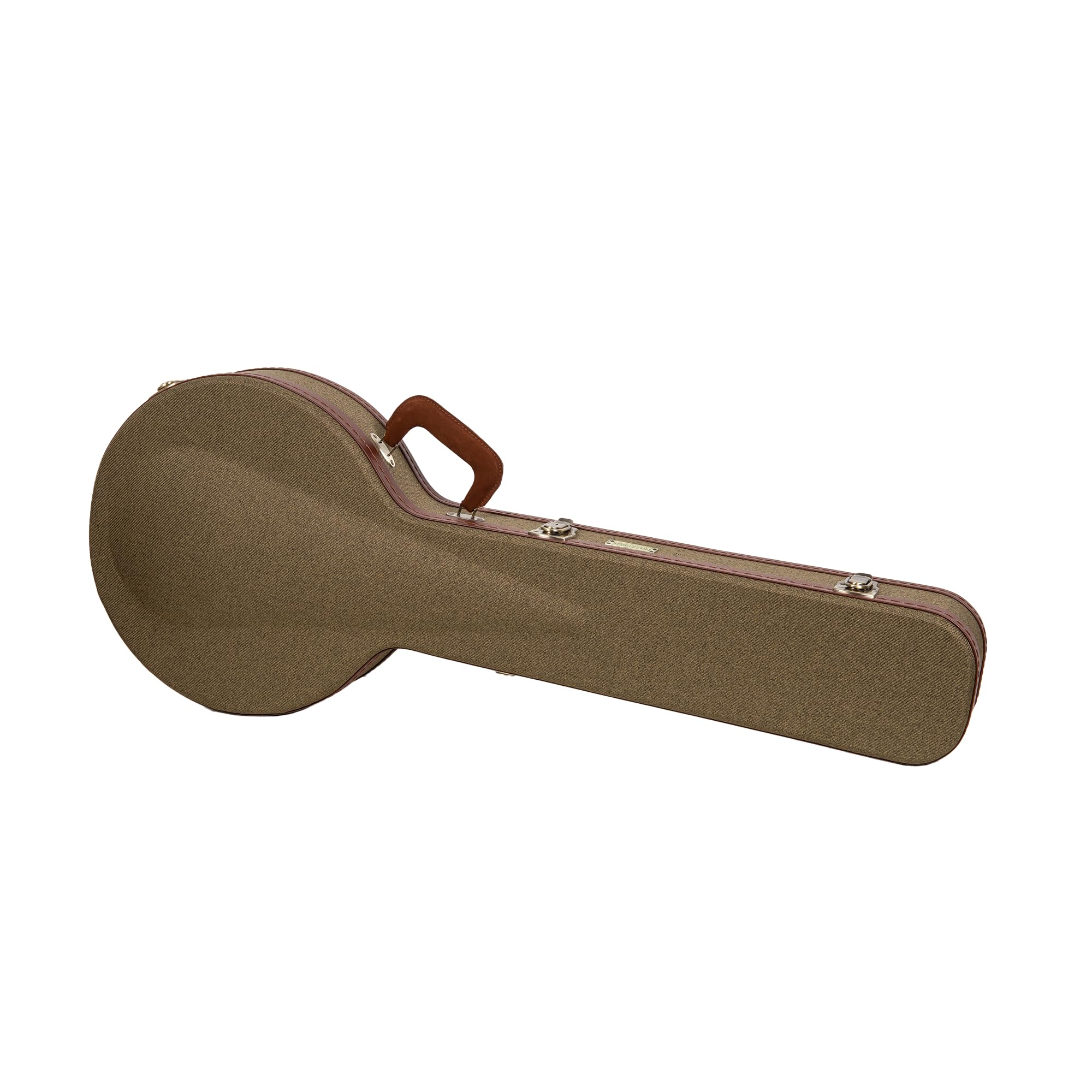Crossrock Master Series Openback Banjo Case | Olive Green Tweed Exterior, Re-Engineered Wooden Shell, Leather Handle & Forest Gr