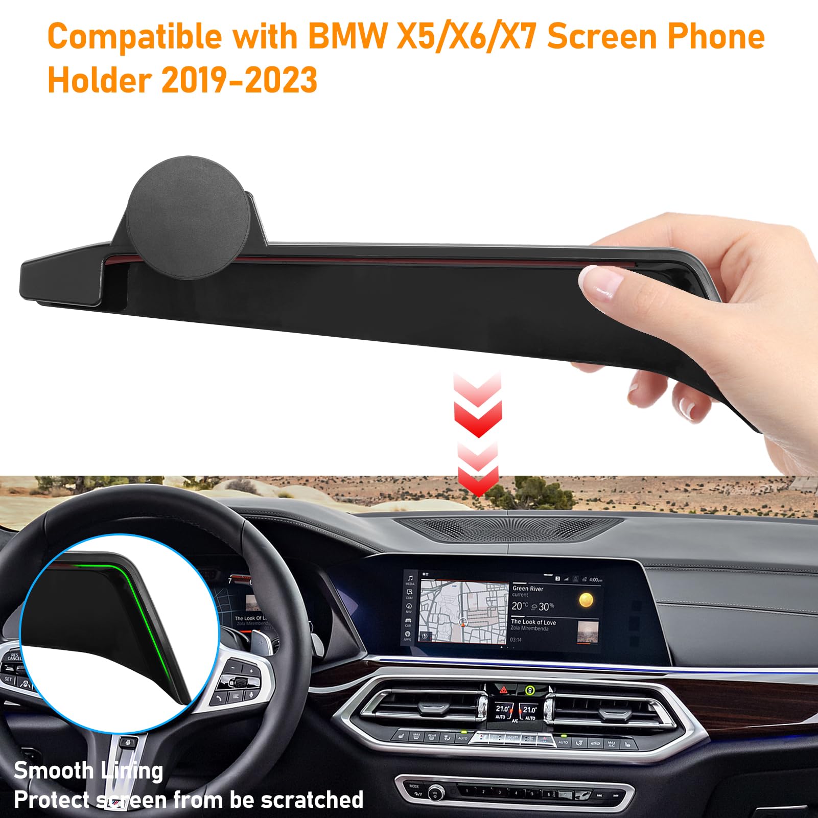 Apeser Compatible With Bmw X5 Phone Mount Holder 2019-2023/X6 2020-2023/X7 2019-2022,G05/G06/G07 Magnetic Cell Phone Holder Moun