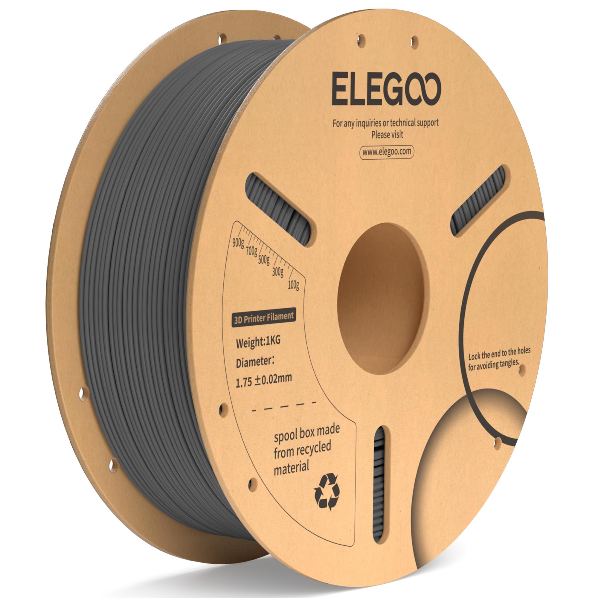 Elegoo Pla Plus Filament 1.75Mm Space Gray 1Kg, Pla+ Tougher And Stronger 3D Printer Filament Pro Dimensional Accuracy +/  0.02M