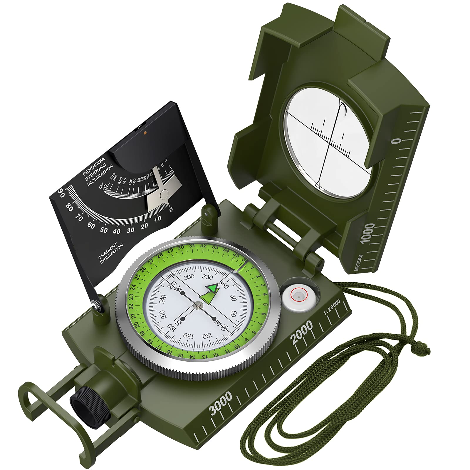Proster IP65 Hiking Compass Waterproof Compass - Metal Compass Camping Compass with Sighting Clinometer with Carry Bag for Campi