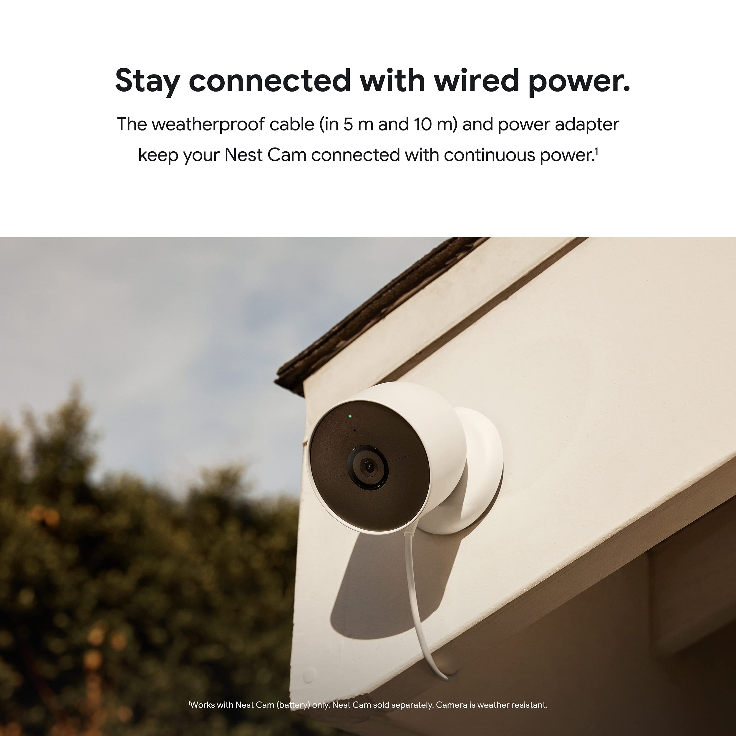 Google Weatherproof Cable For Nest Cam (Battery) Only   Snow   10M, 720P