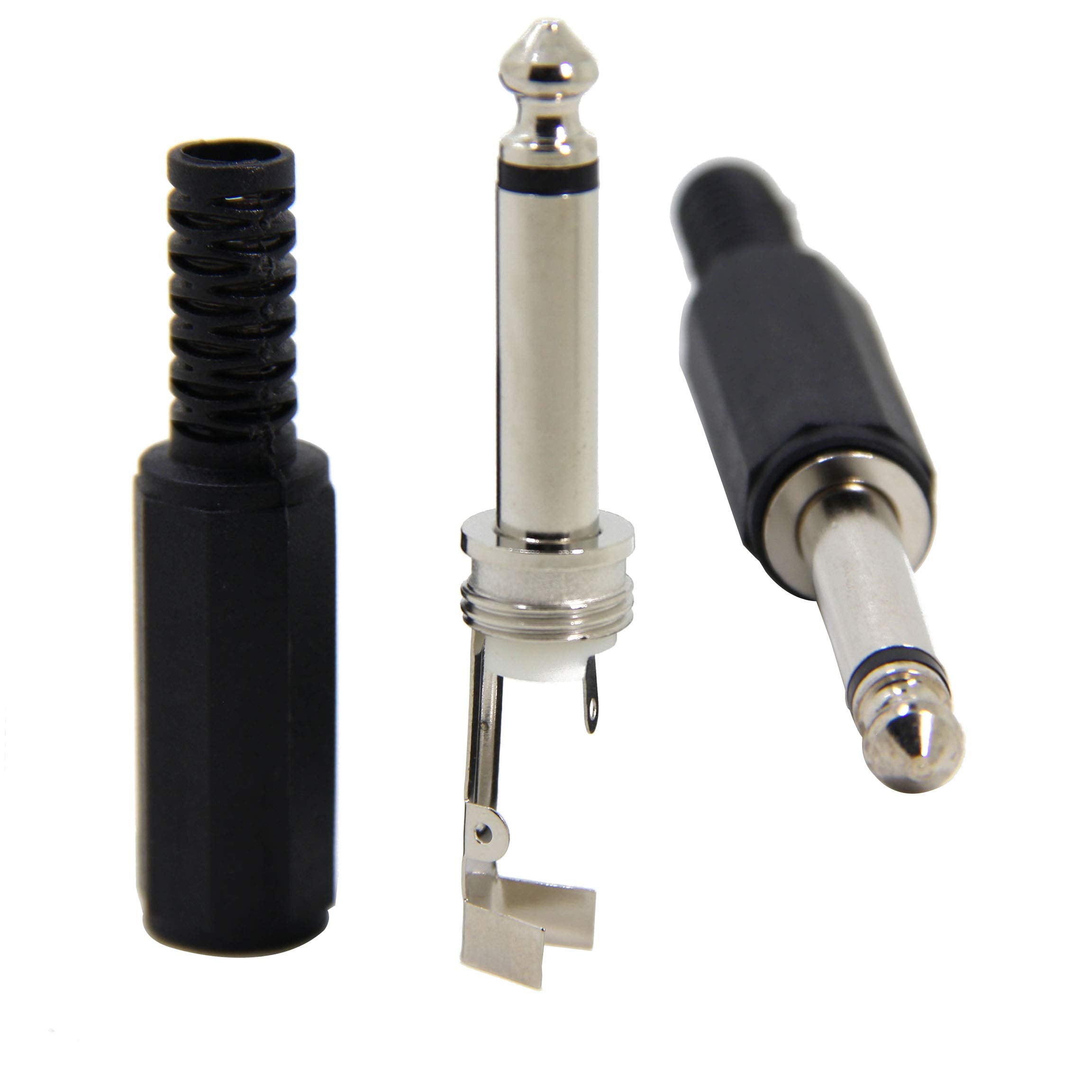 Ancable 10 Pack 1/4 Inch Mono Phone Plug, Solder Type Cost Effective Plastic 6.35Mm Ts Connector With Shrinkle Tube For Guitar,